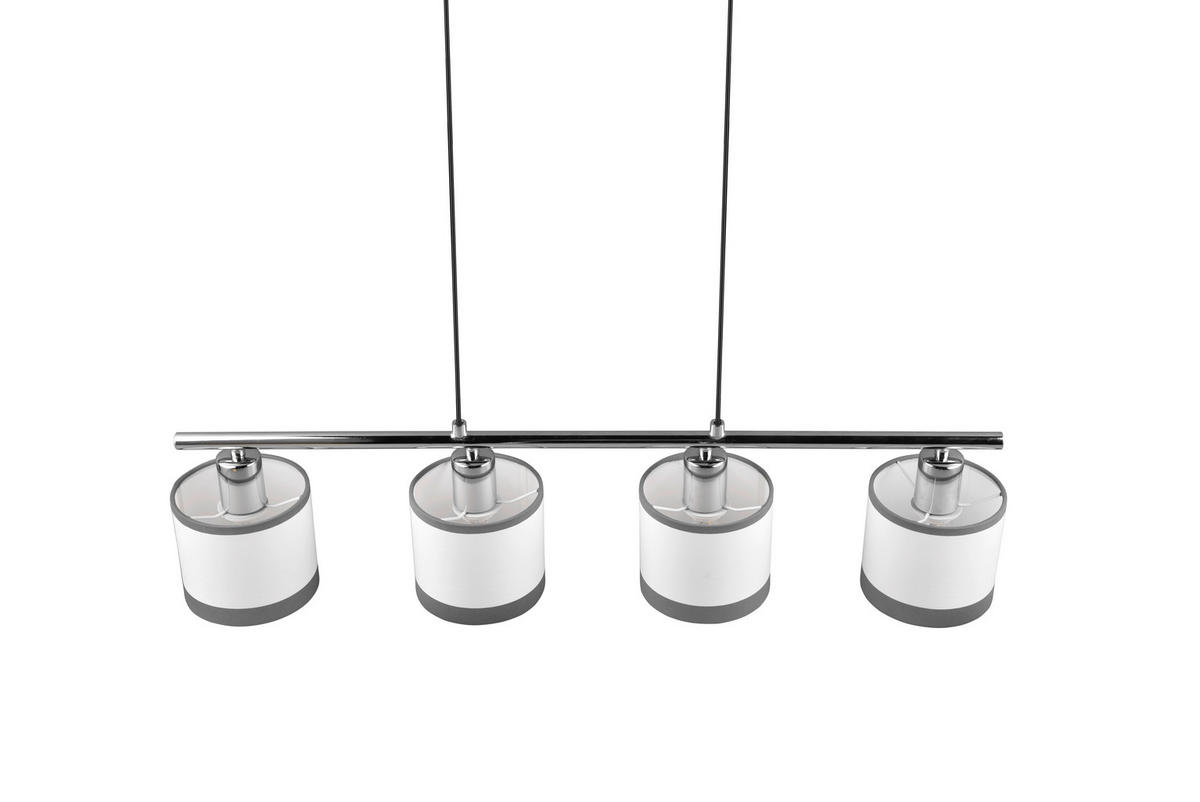 Reality Pendelleuchte R31554006 Davos Chrom weiß Metall Stoff B/H/T/D: ca. 75x150x12x12 cm E14 4 Brennstellen Davos - weiß/Chrom (75,00/150,00/12,00cm) - Reality