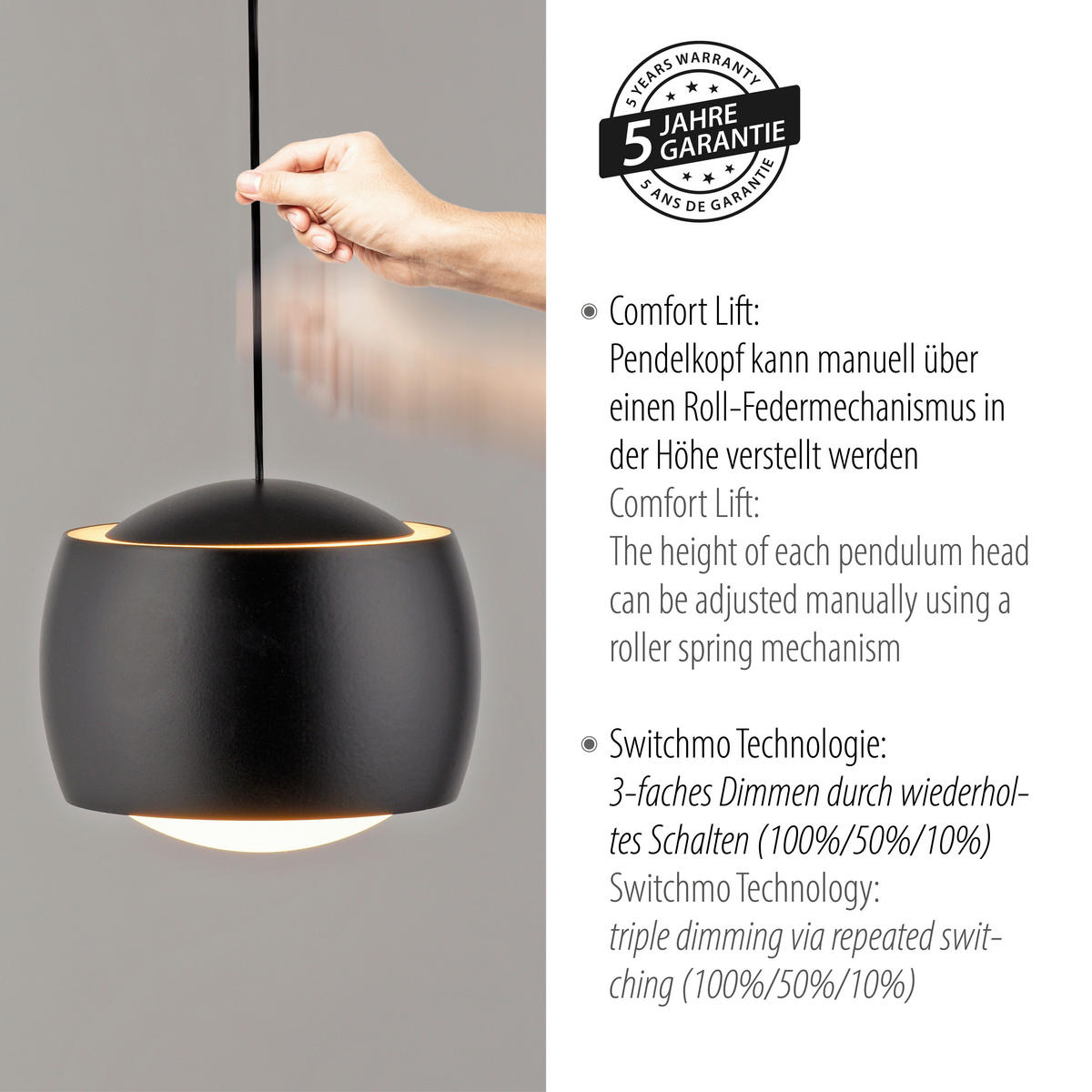 Just Light Pendelleuchte schwarz Pendelleuchte_Ballini schwarz - schwarz - Just Light