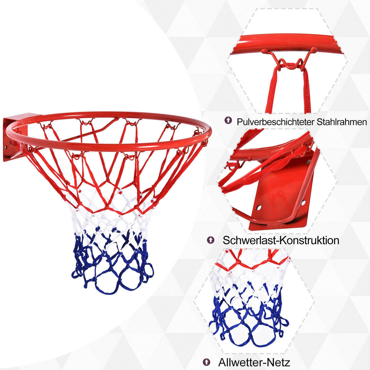 HOMCOM Basketballkorb rot H/D: ca. 46x46 cm Basketballkorb - blau/weiß (46,00/46,00cm) - HOMCOM