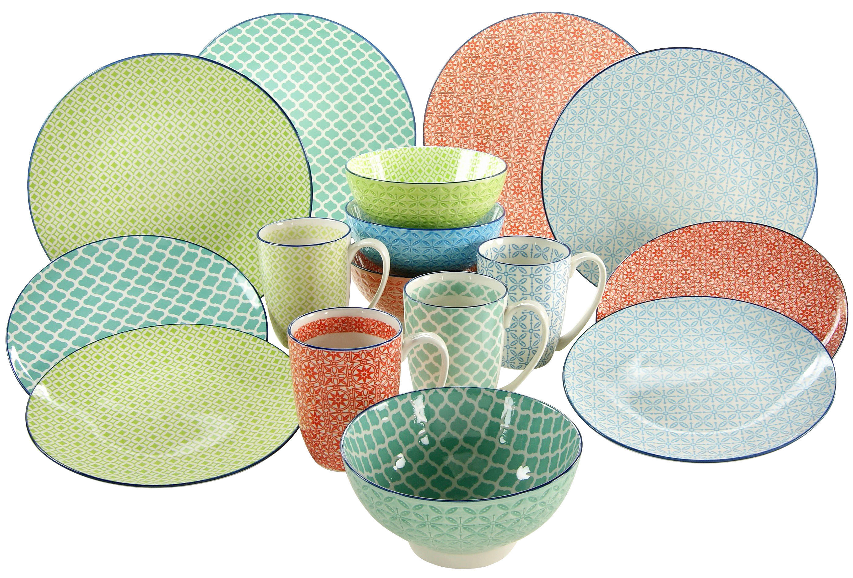 CreaTable Kombiservice Mediterran multicolor Steinzeug 16 tlg. Mediterran - multicolor - CreaTable