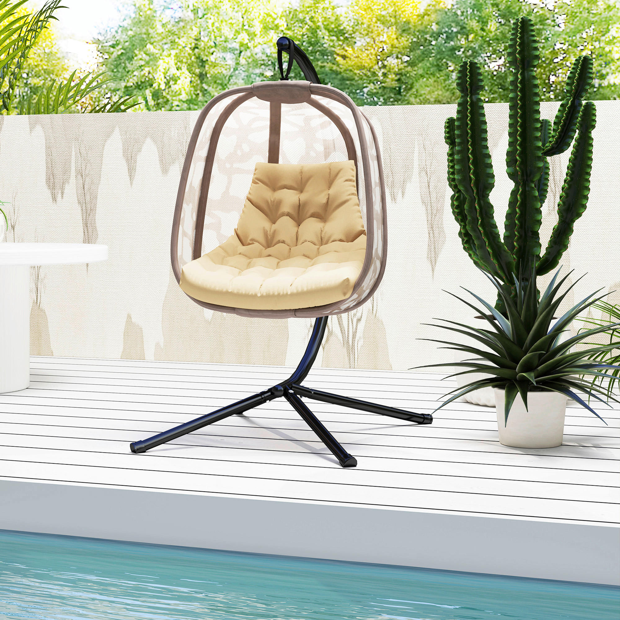 Outsunny Sitzkissen beige Schaumstoff B/H/L: ca. 100x8x120 cm Sitzkissen - beige (120,00/100,00/8,00cm) - Outsunny