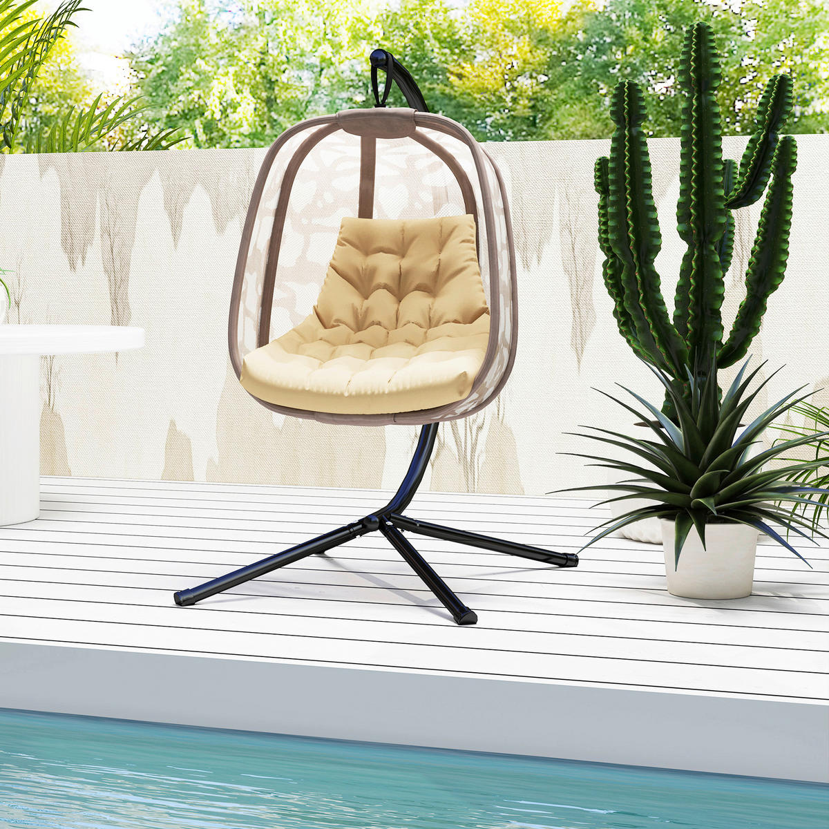 Outsunny Sitzkissen beige Schaumstoff B/H/L: ca. 100x8x120 cm Sitzkissen - beige (120,00/100,00/8,00cm) - Outsunny