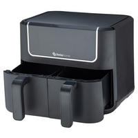 SWISS HOME Doppel-Heißluftfritteuse SH-6931 schwarz Kunststoff B/H/L: ca. 24x28x32 cm ca. 3 l BLACK DARK - schwarz (32,00/24,00/28,00cm) - SWISS HOME