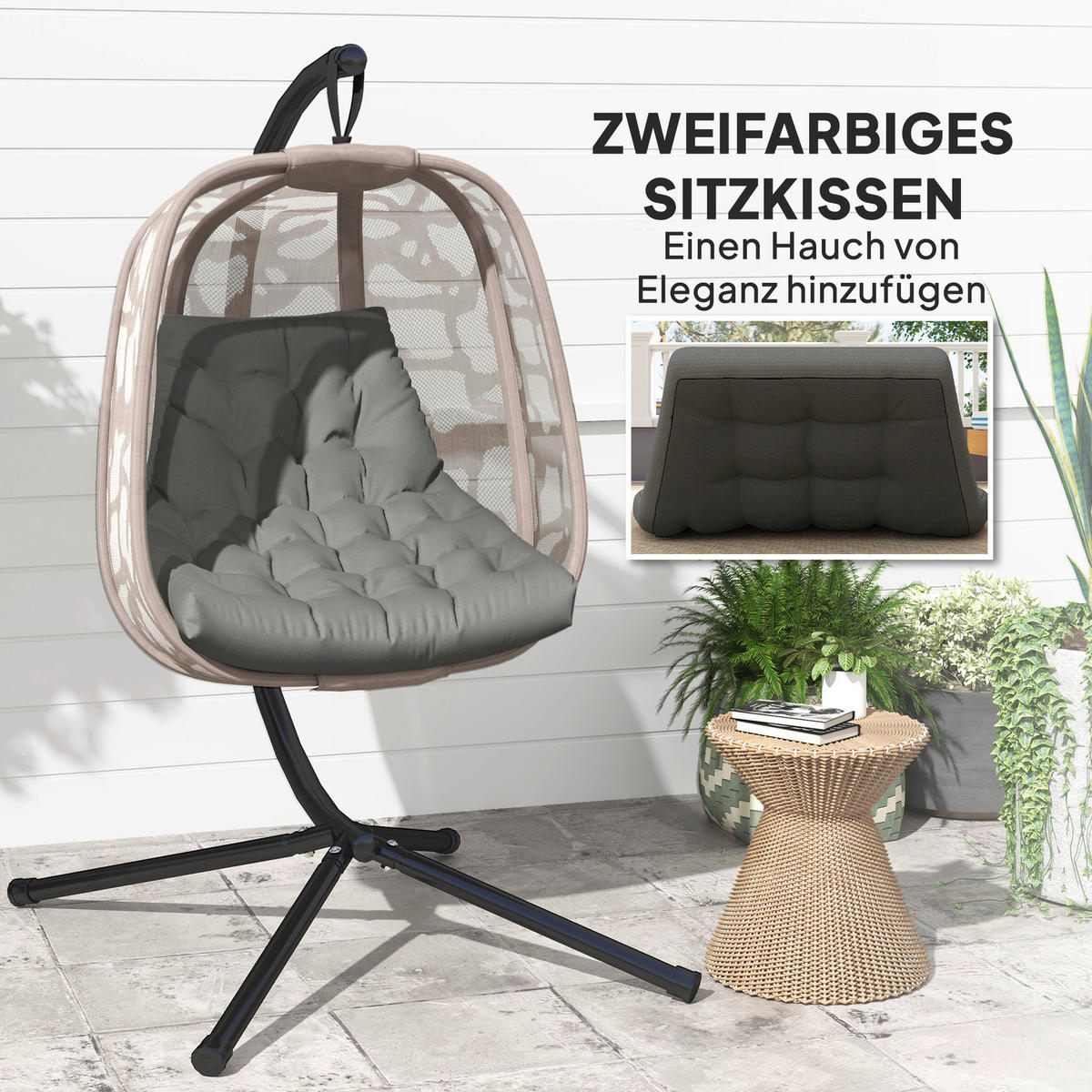 Outsunny Sitzkissen grau Schaumstoff B/H/L: ca. 100x8x120 cm Sitzkissen - grau (120,00/100,00/8,00cm) - Outsunny