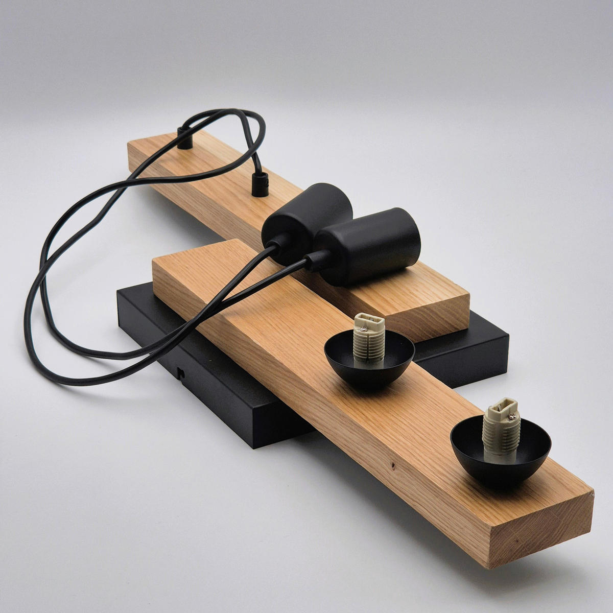 Lamkur Pendelleuchte schwarz Holz B/H/L: ca. 20x84x84 cm G9 2 Brennstellen CORTINA - schwarz (84,00/20,00/84,00cm) - Lamkur