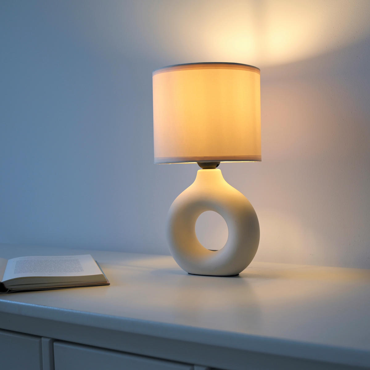Just Light Tischleuchte beige Stoff Keramik H/L/D: ca. 30x16x16 cm null 1 Brennstellen Tischleuchte_Carara - beige (16,00/30,00cm) - Just Light