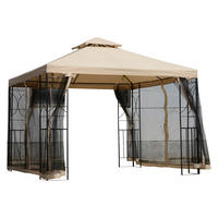 Outsunny Pavillon beige Metall B/H/T: ca. 300x278x300 cm Metallpavillon_mit_Moskitonetz - beige (300,00/278,00/300,00cm) - Outsunny