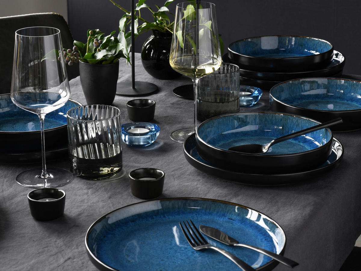 CreaTable Tafelservice Nordic Fjord blau Steinzeug 12 tlg. Nordic Fjord - blau - CreaTable