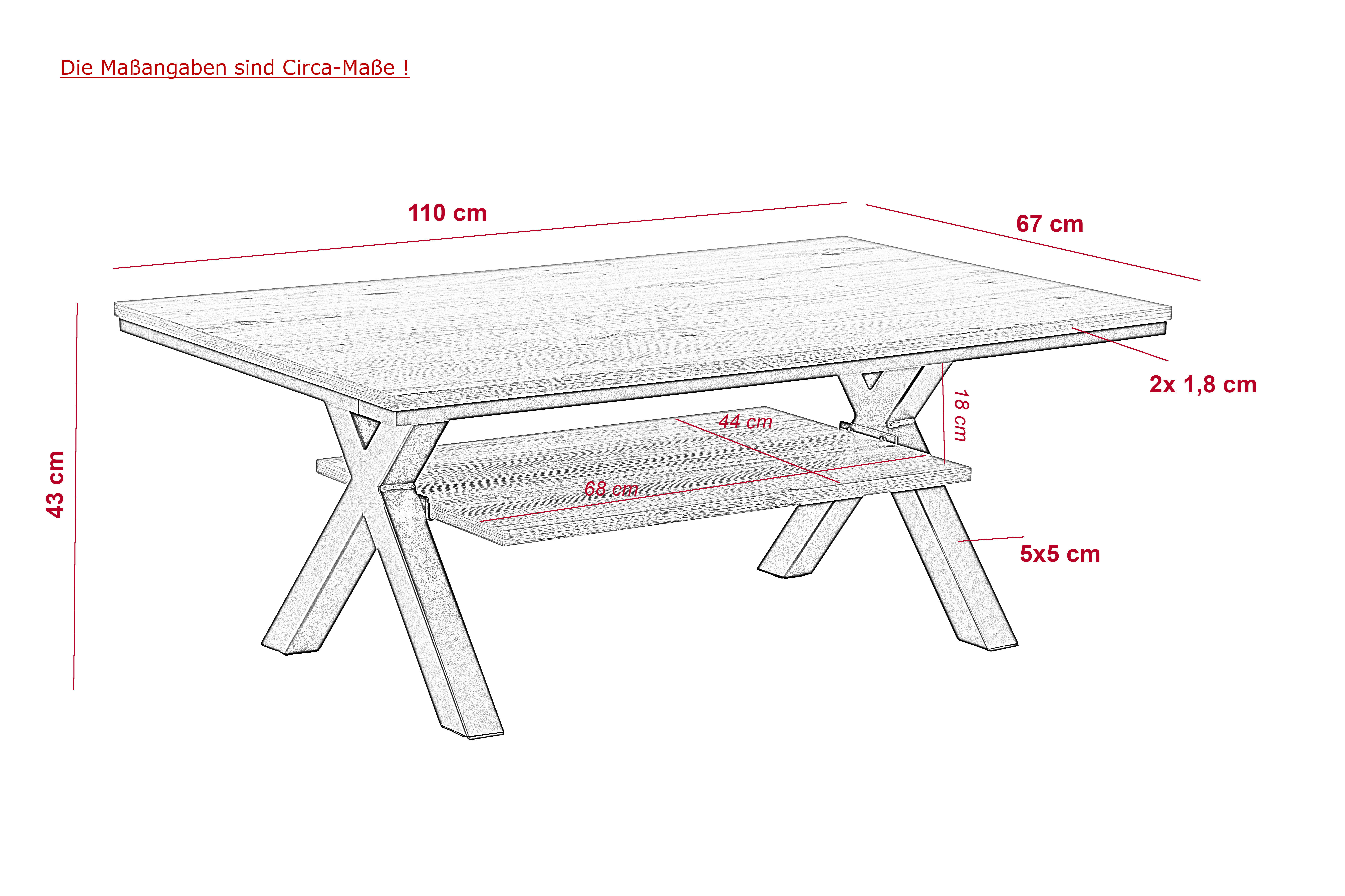 Couchtisch Eiche Artisan Nachbildung sch...