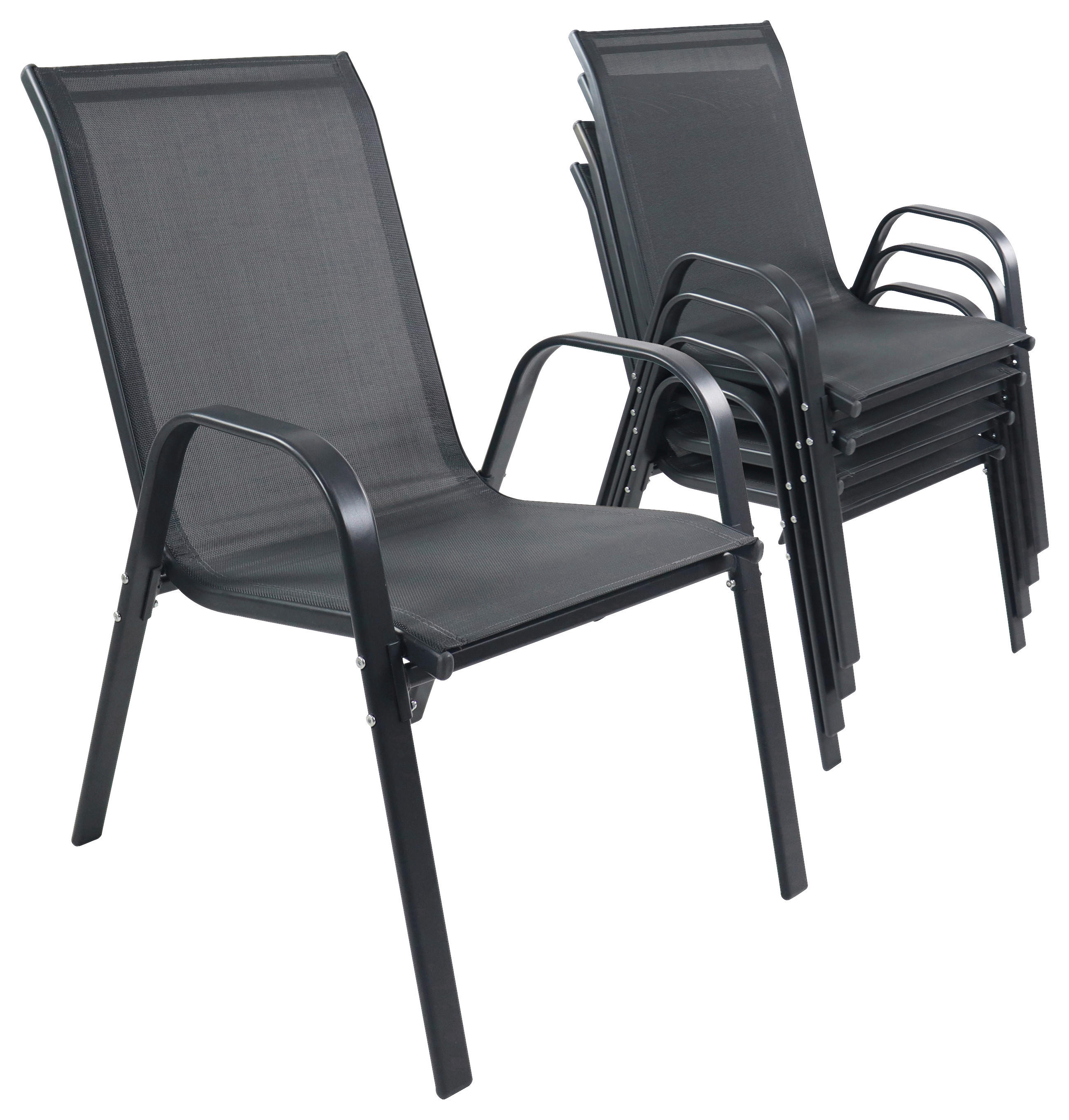VCM Gartenstuhl 4er Set anthrazit Textilene B/H/L: ca. 56x89x73 cm Gartenstuhl 4er Set Sonlas - anthrazit (73,00/56,00/89,00cm) - VCM