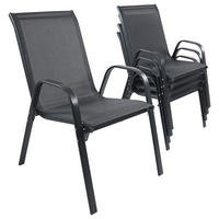 VCM Gartenstuhl 4er Set anthrazit Textilene B/H/L: ca. 56x89x73 cm Gartenstuhl 4er Set Sonlas - anthrazit (73,00/56,00/89,00cm) - VCM