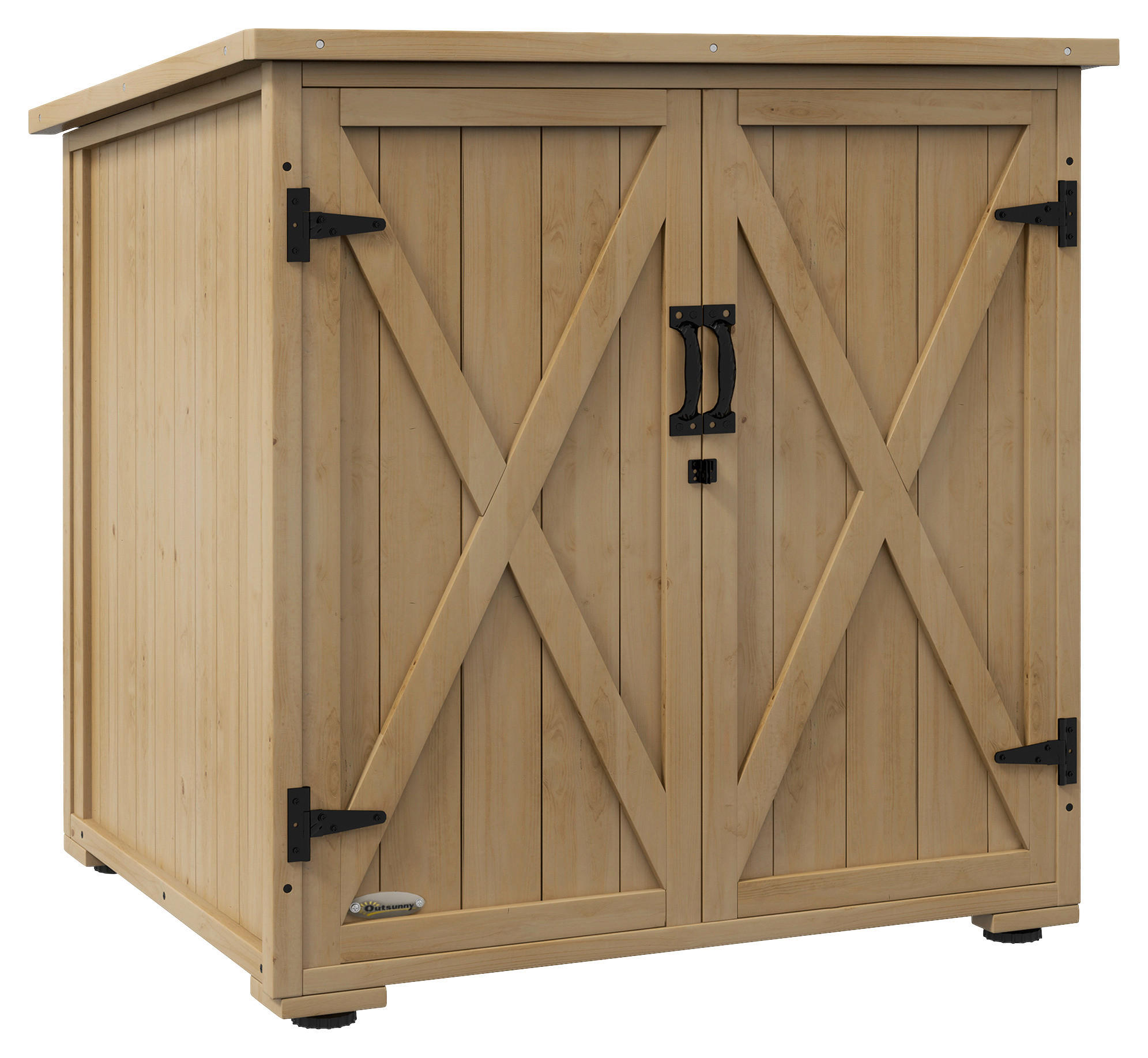 Outsunny Gartenschrank natur Polypropylen B/H/L: ca. 88x77,5x90 cm Gartenschrank - natur (90,00/88,00/77,50cm) - Outsunny