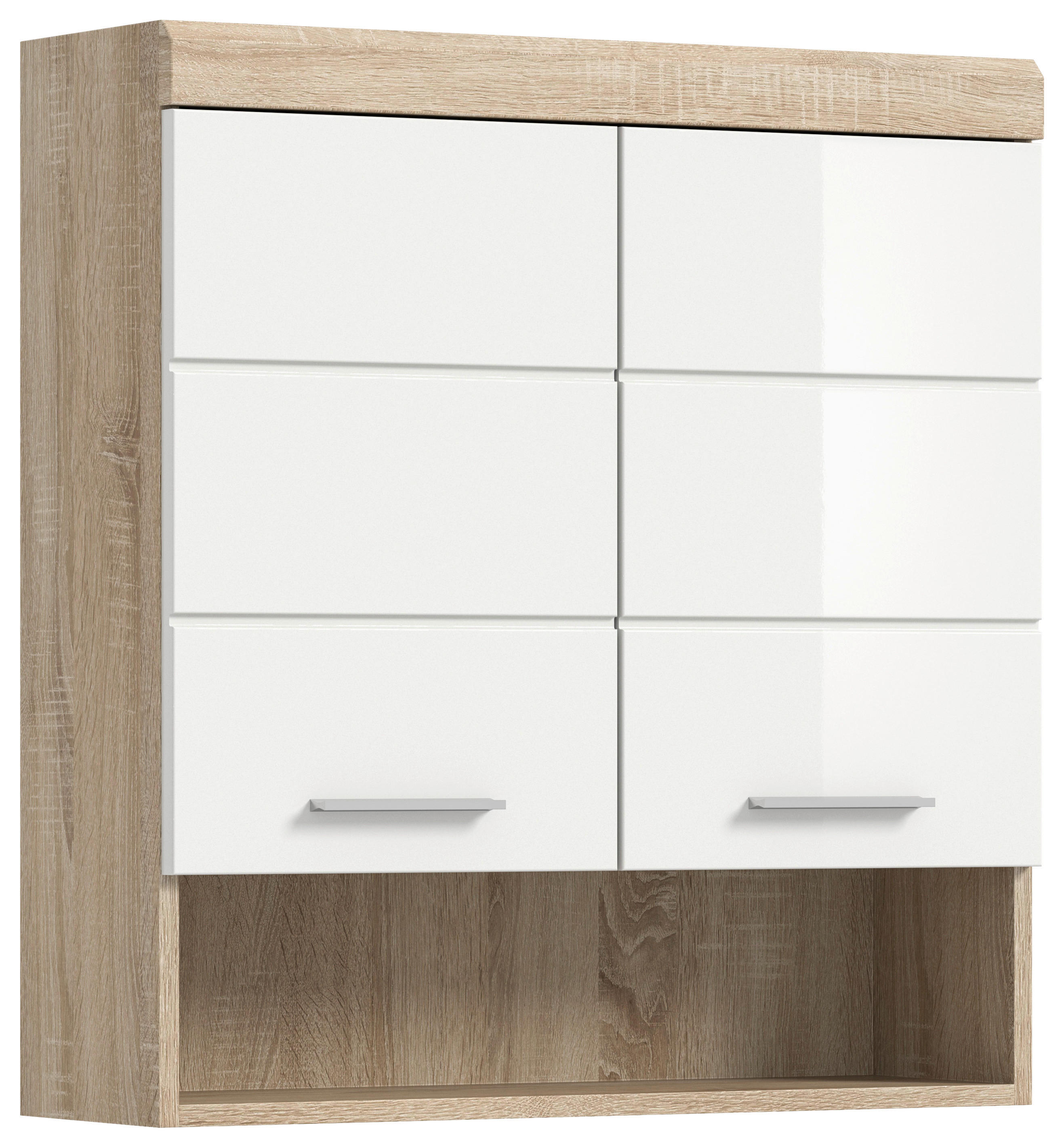 Badhängeschrank Lambada Eiche Sonoma Nachbildung weiß Hochglanz B/H/T: ca. 74x79x24 cm Lambada - Eiche/weiß (74,00/79,00/24,00cm) - xonox.home