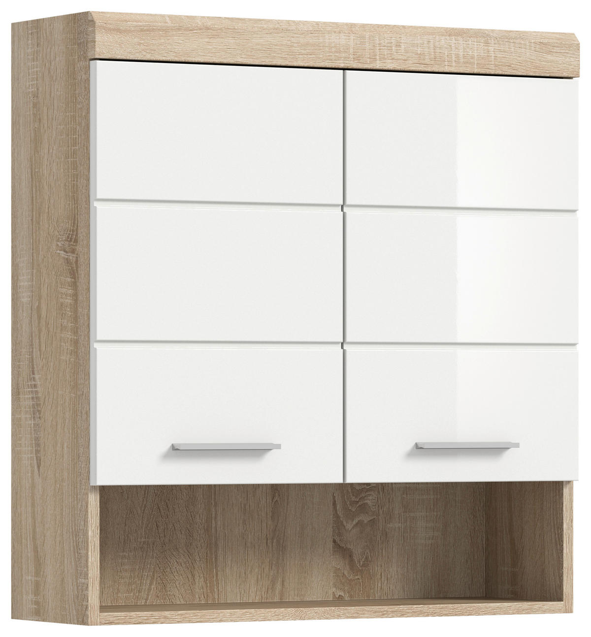 Badhängeschrank Lambada Eiche Sonoma Nachbildung weiß Hochglanz B/H/T: ca. 74x79x24 cm Lambada - Eiche/weiß (74,00/79,00/24,00cm) - xonox.home