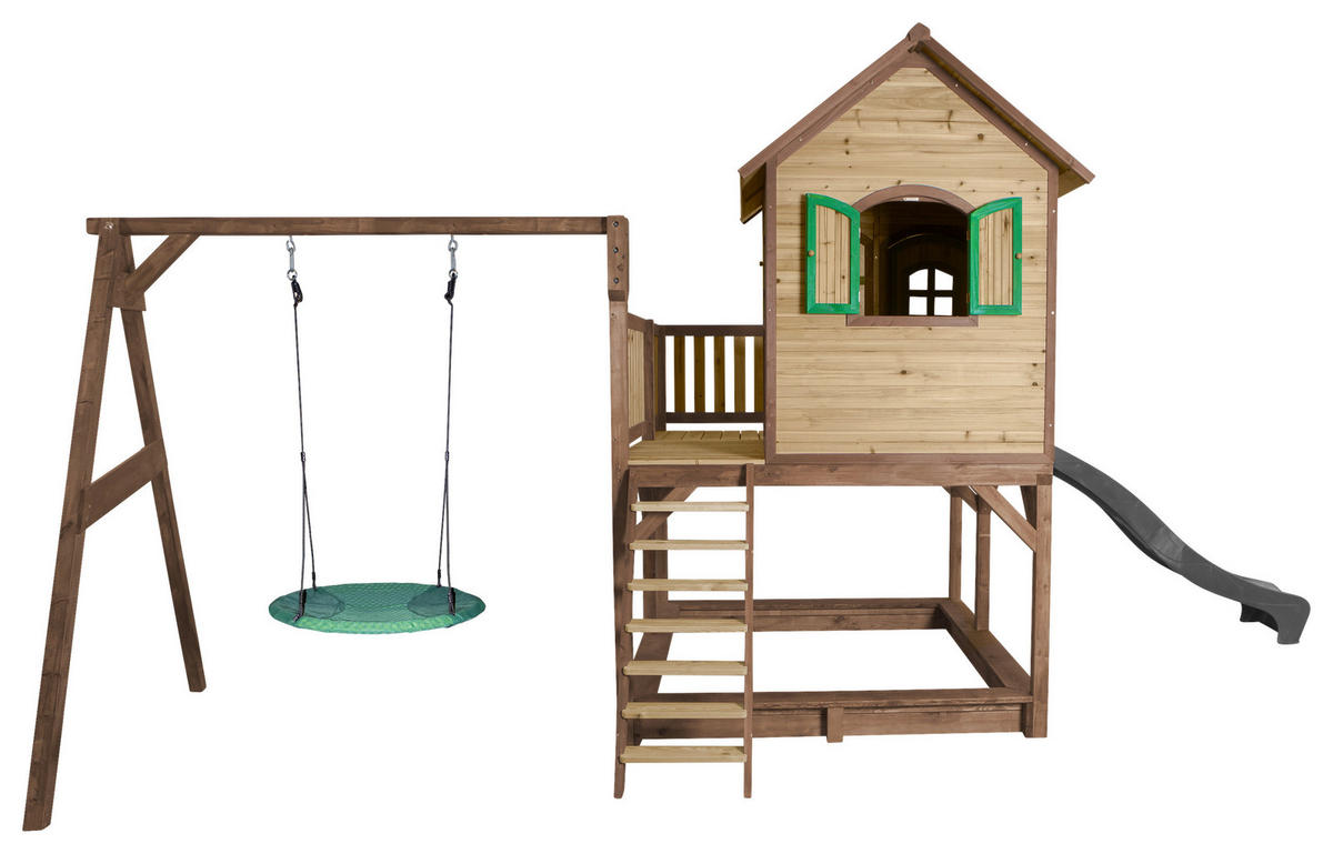 AXI Spielhaus Liam braun B/H/L: ca. 541x291x277 cm Liam - braun/grün (277,00/541,00/291,00cm) - AXI