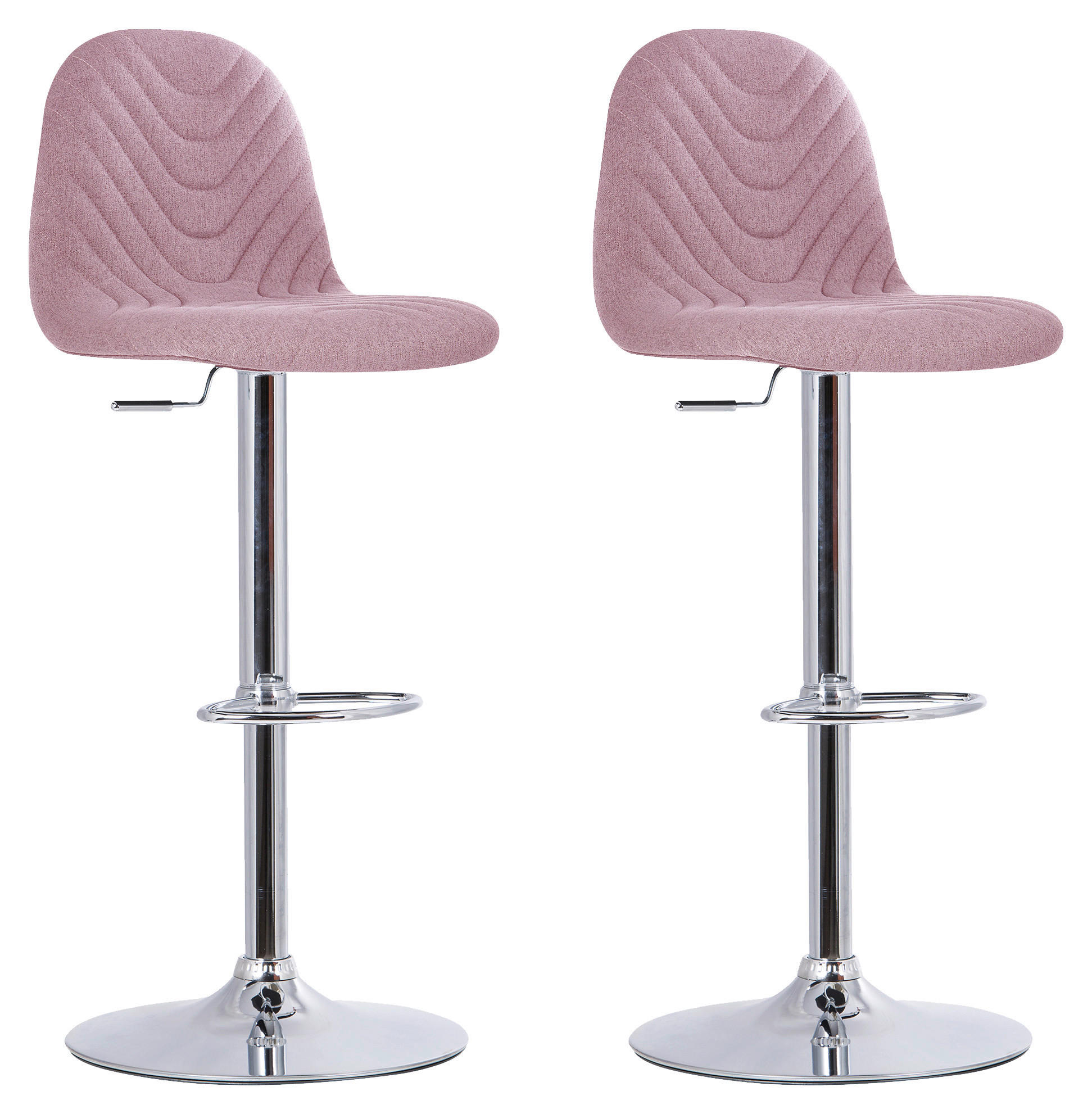 Barhocker CASINO 2er-Set rosa gesteppt Chrom verchromt Webstoff B/H/T: ca. 41x88x52,5 cm CASINO 2er-Set - Chrom/rosa (41,00/88,00/52,50cm) - byLIVING