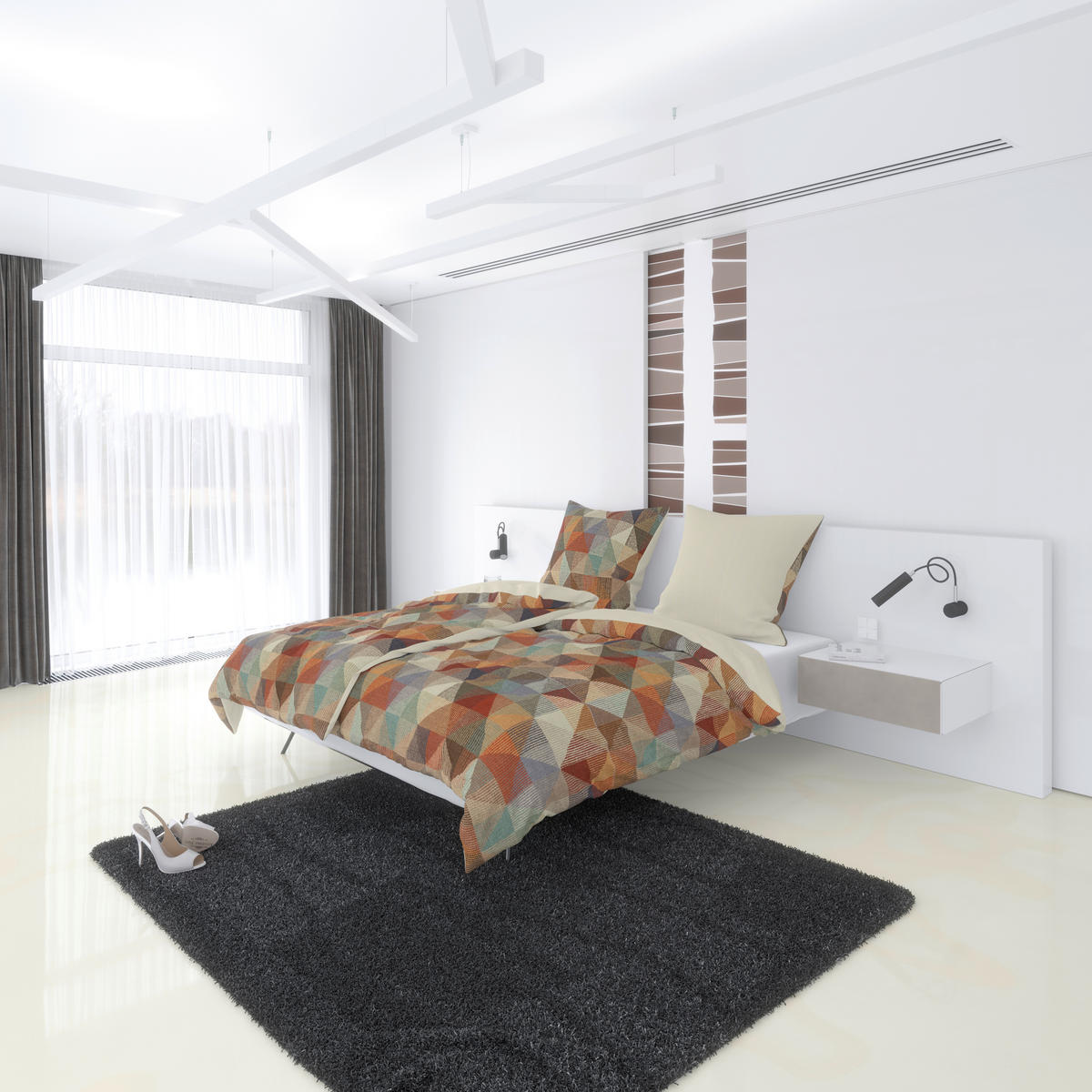 Baumwoll Wende Bettwäsche Wendebettwäsche_Baumwolle_Cubus-1 - braun/beige (135,00/200,00cm)