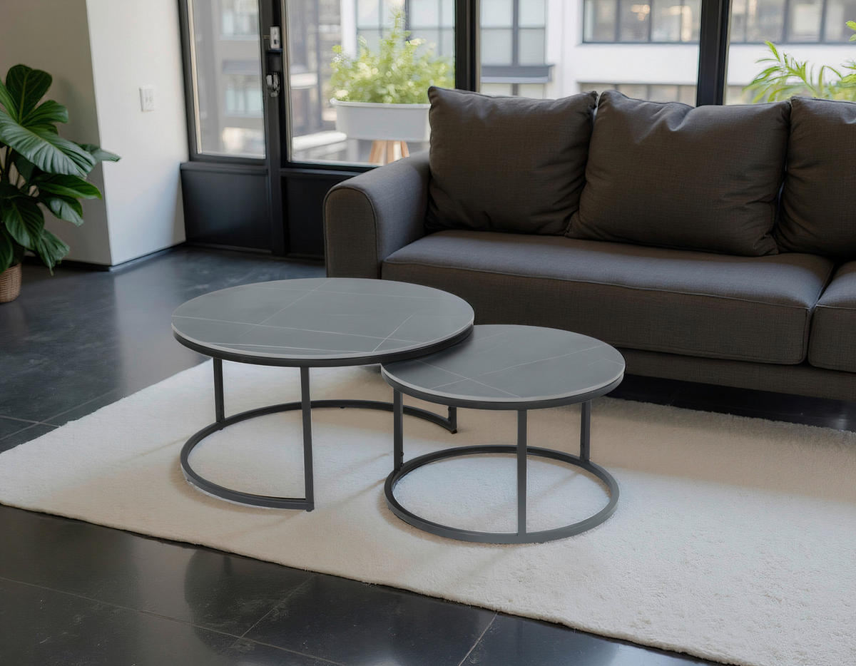 Couchtisch Luis II grau Marmoroptik schwarz H/D: ca. 41x80 cm Luis II - Marmoroptik/schwarz (80,00/41,00cm) - Hela