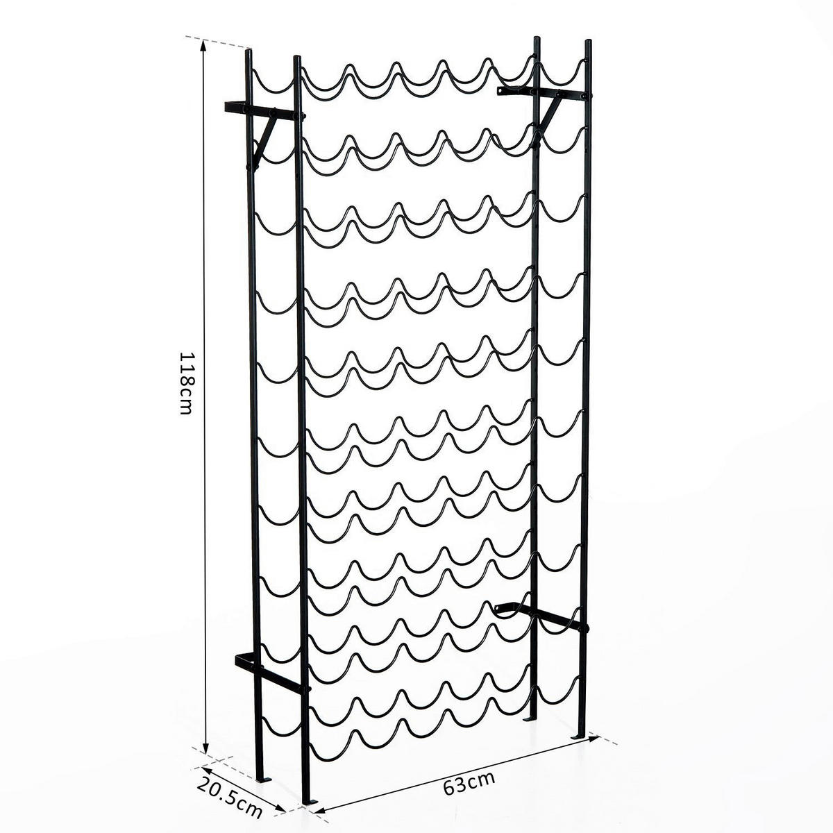 HOMCOM Weinregal schwarz Metall B/H/T: ca. 63x118x20,5 cm Weinregal - schwarz (63,00/118,00/20,50cm) - HOMCOM