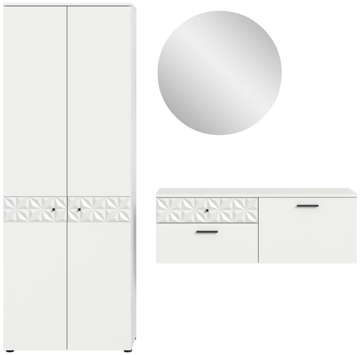 Garderobe Prisma weiß weiß Hochglanz B/H/T: ca. 195x192x34 cm Prisma - weiß (195,00/192,00/34,00cm) - xonox.home