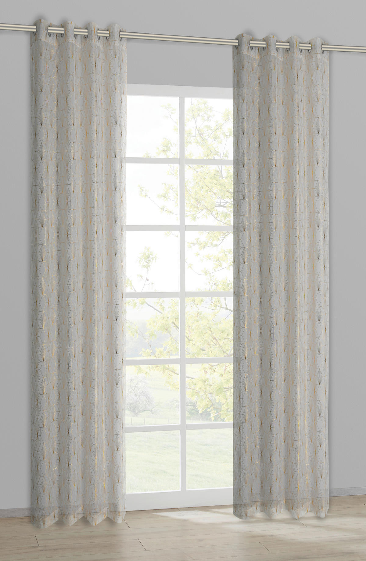 POCOline Ösenvorhang Diana weiß B/L: ca. 140x245 cm Diana - gold/weiß (140,00/245,00cm) - POCOline