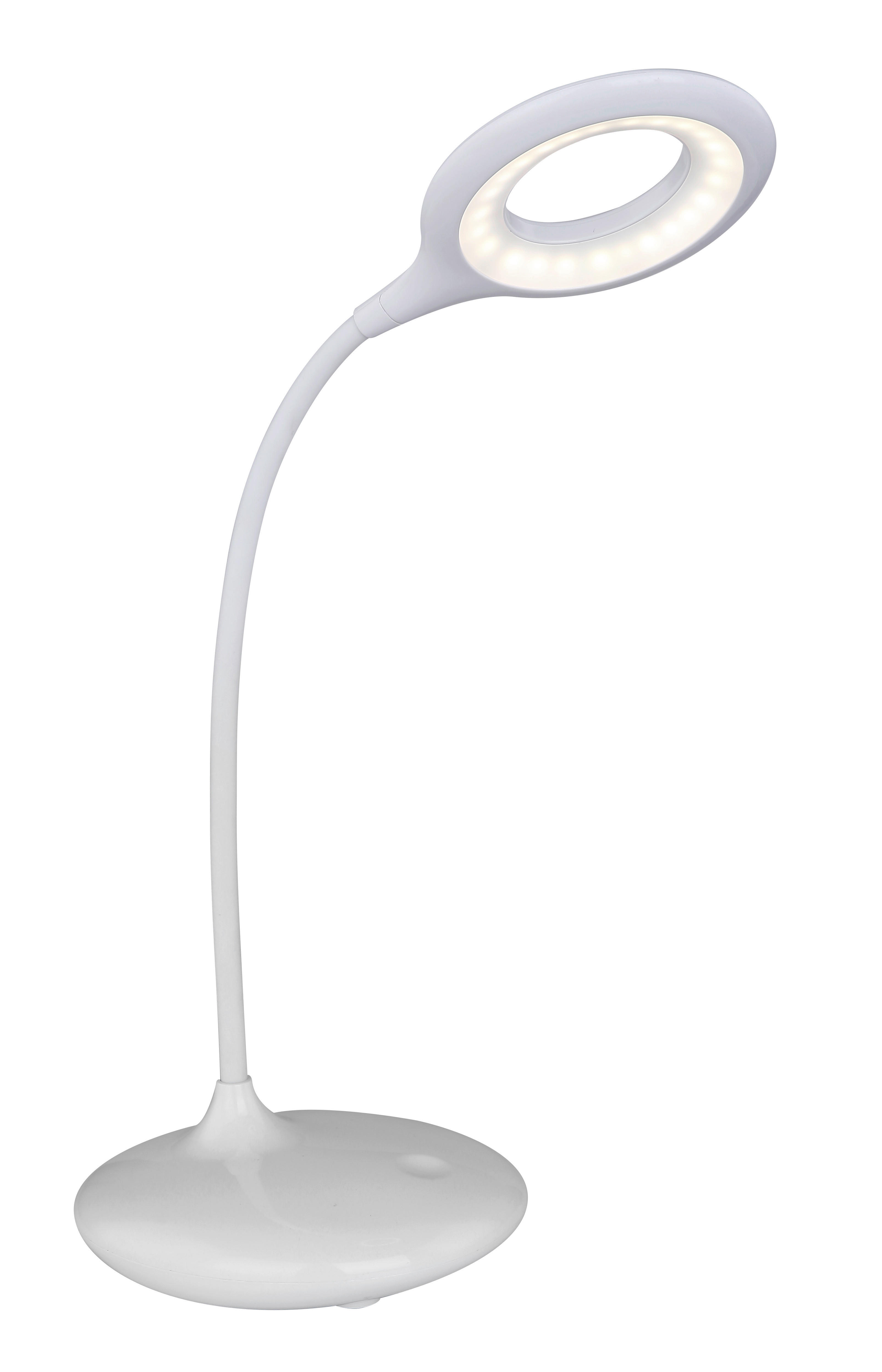 GLOBO LED-Tischleuchte weiß Kunststoff B/H/T: ca. 12,5x49x40 cm PIA - weiß (12,50/49,00/40,00cm) - GLOBO