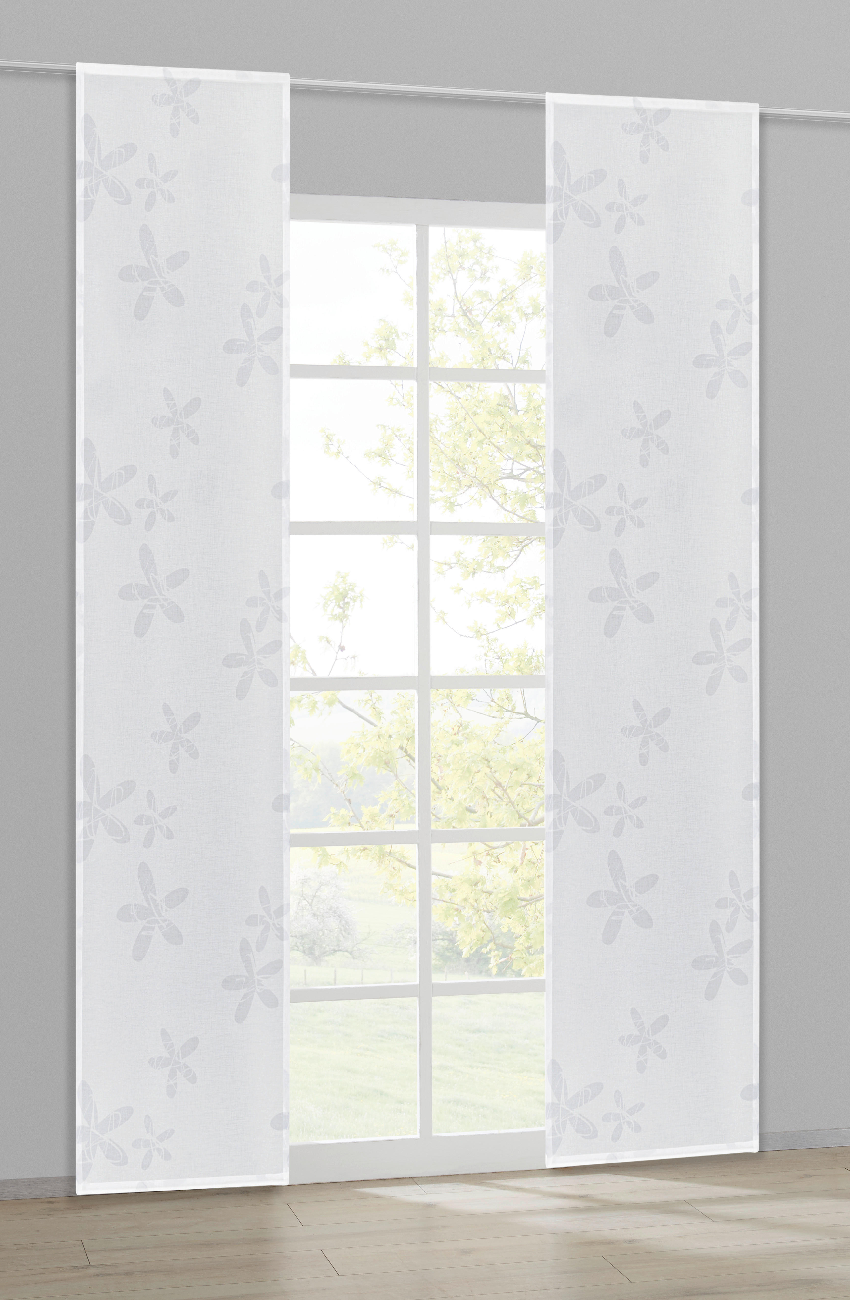 Schiebevorhang Blume hellgrau B/L: ca. 60x245 cm Blume - hellgrau/weiß (60,00/245,00cm) - Happy Home