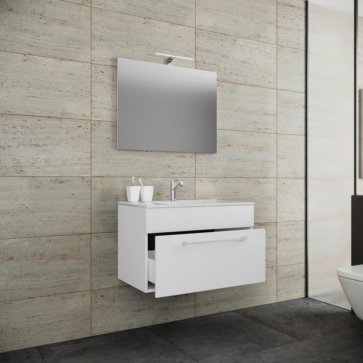 Waschplatz 3tlg-Badinos weiß B/H/T: ca. 80x50x46 cm 3tlg-Badinos - weiß (80,00/50,00/46,00cm) - VCM Möbel