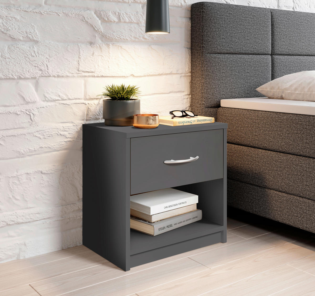 Nachtkonsole Pepe Graphit B/H/T: ca. 39x41x28 cm Pepe - Graphit (39,00/41,00/28,00cm)