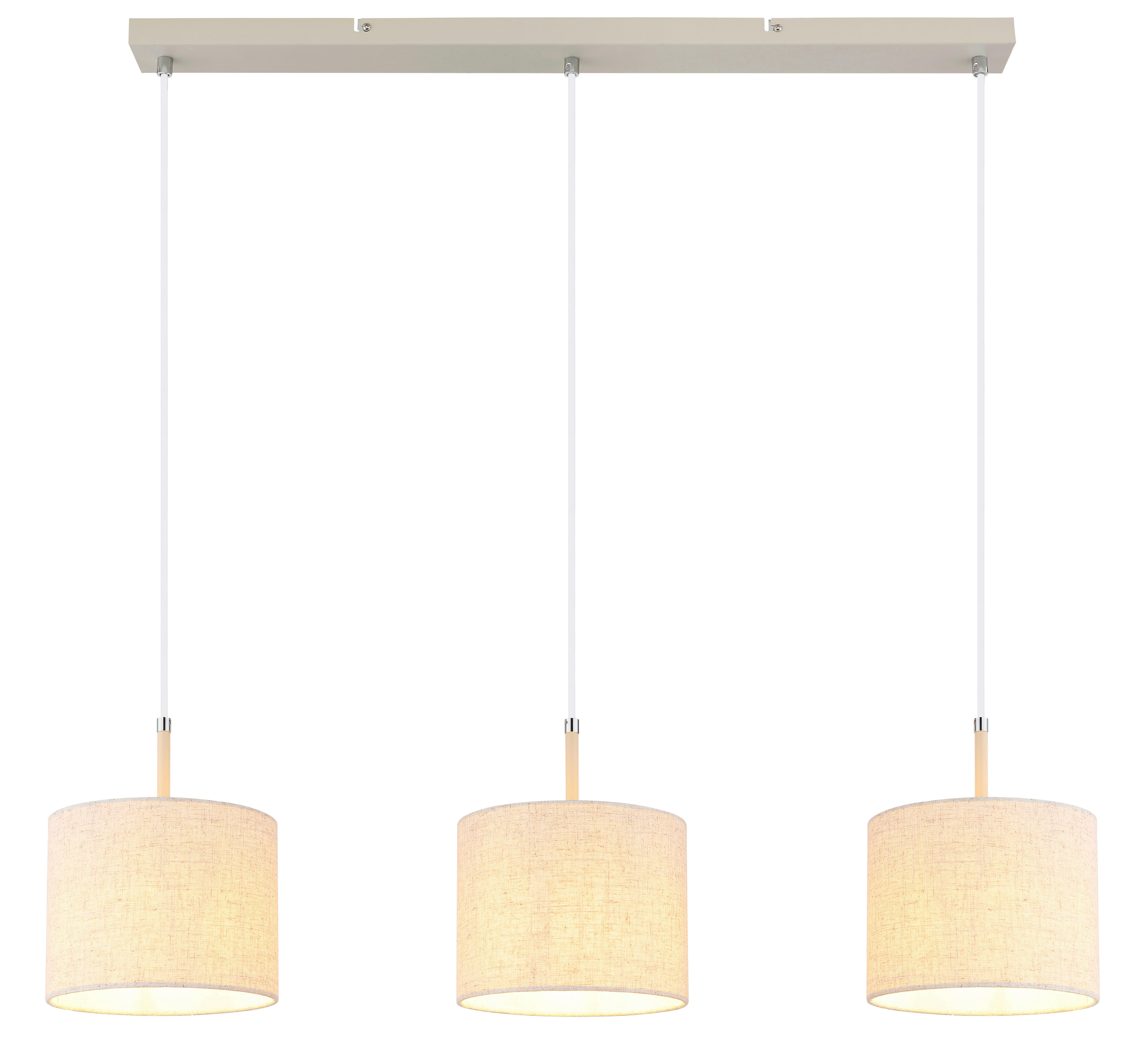 Pendelleuchte sand Metall Textil B/H/L: ca. 20x120x90 cm E27 3 Brennstellen Deleon - sand (90,00/20,00/120,00cm)