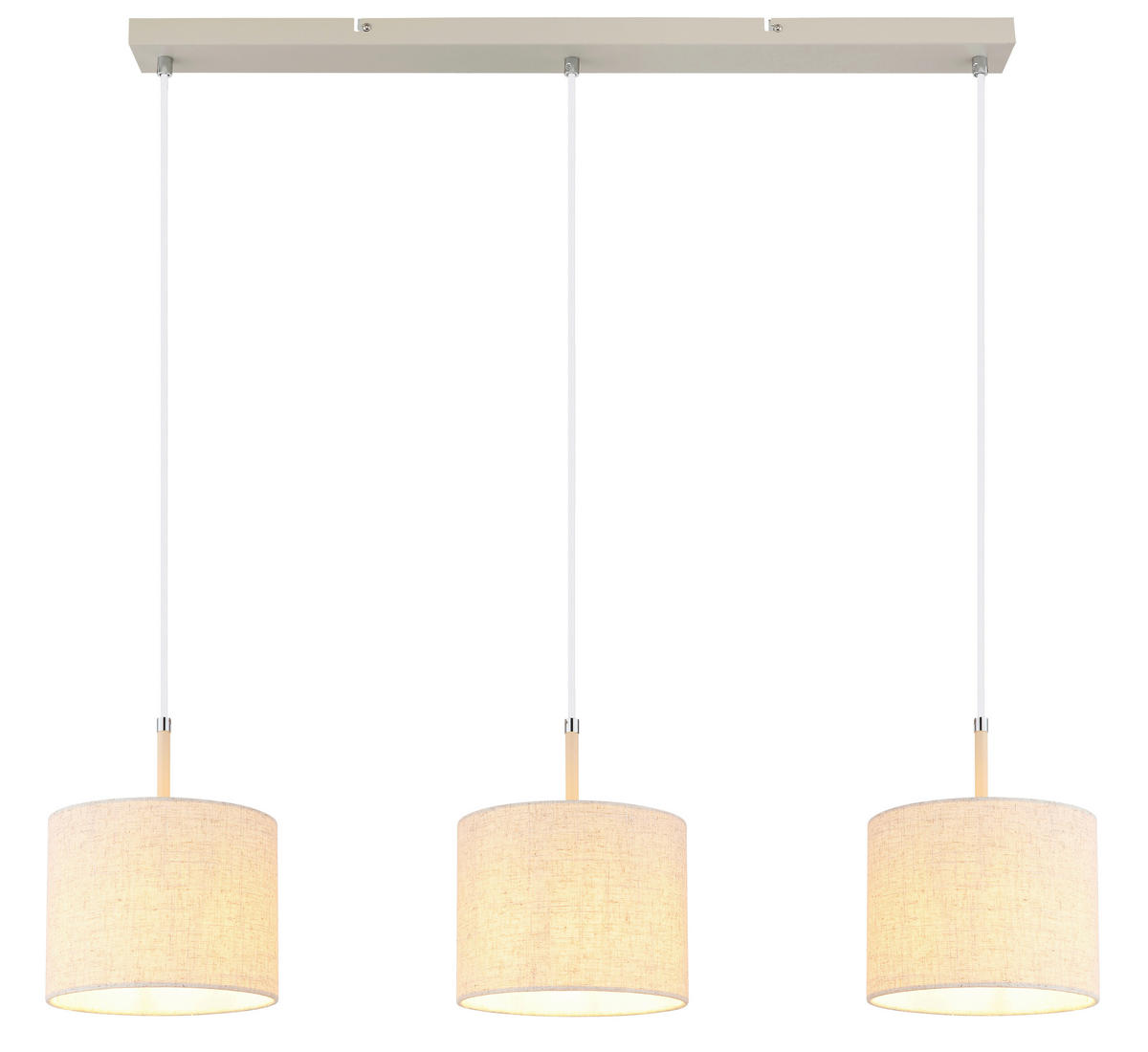 Pendelleuchte sand Metall Textil B/H/L: ca. 20x120x90 cm E27 3 Brennstellen Deleon - sand (90,00/20,00/120,00cm)