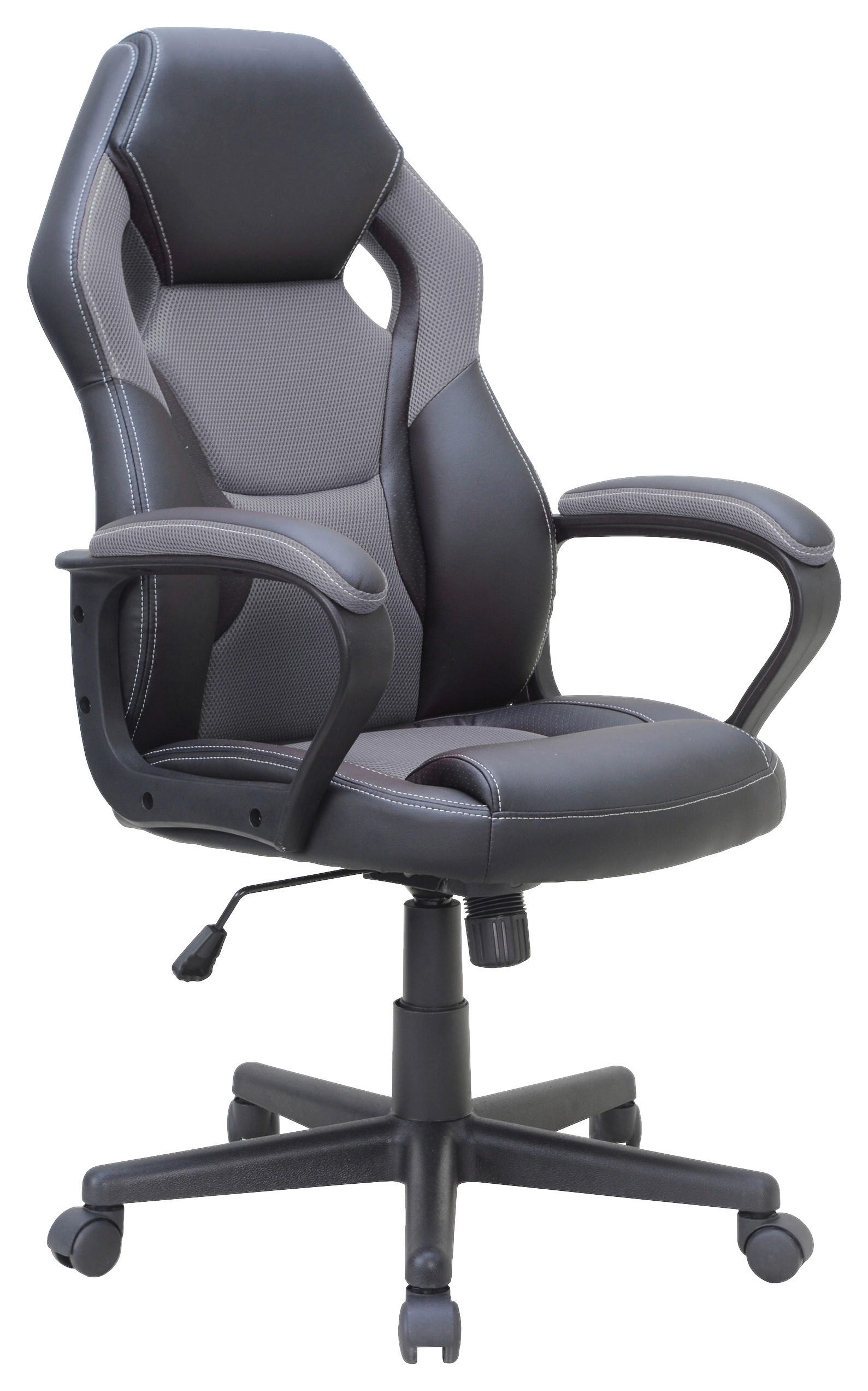 Gaming-Sessel MATTEO schwarz grau schwarz Kunstleder Netzstoff Kunststoff