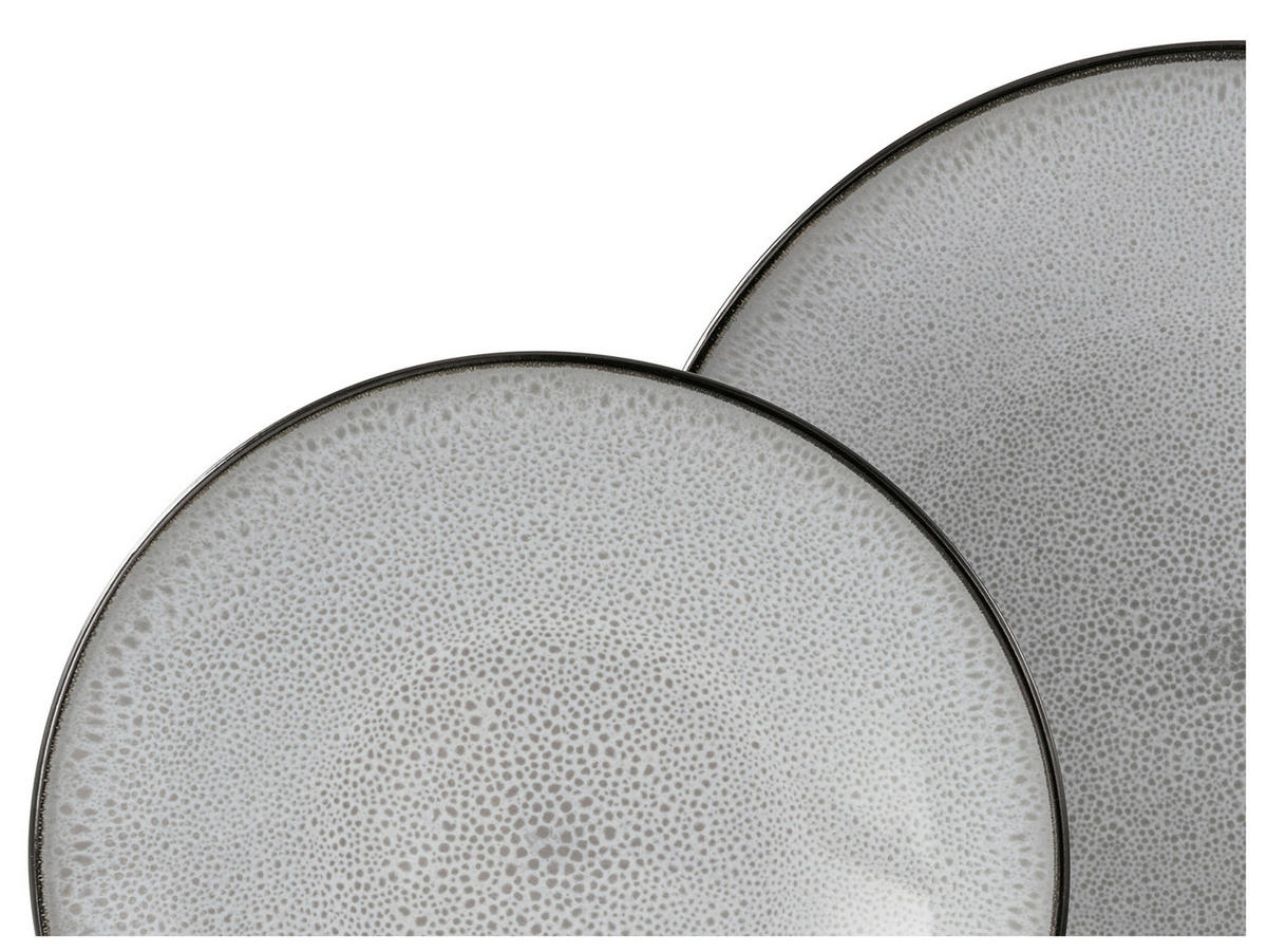 CreaTable Tafelservice Malmö grau Steinzeug 18 tlg. Malmö - schwarz/grau - CreaTable