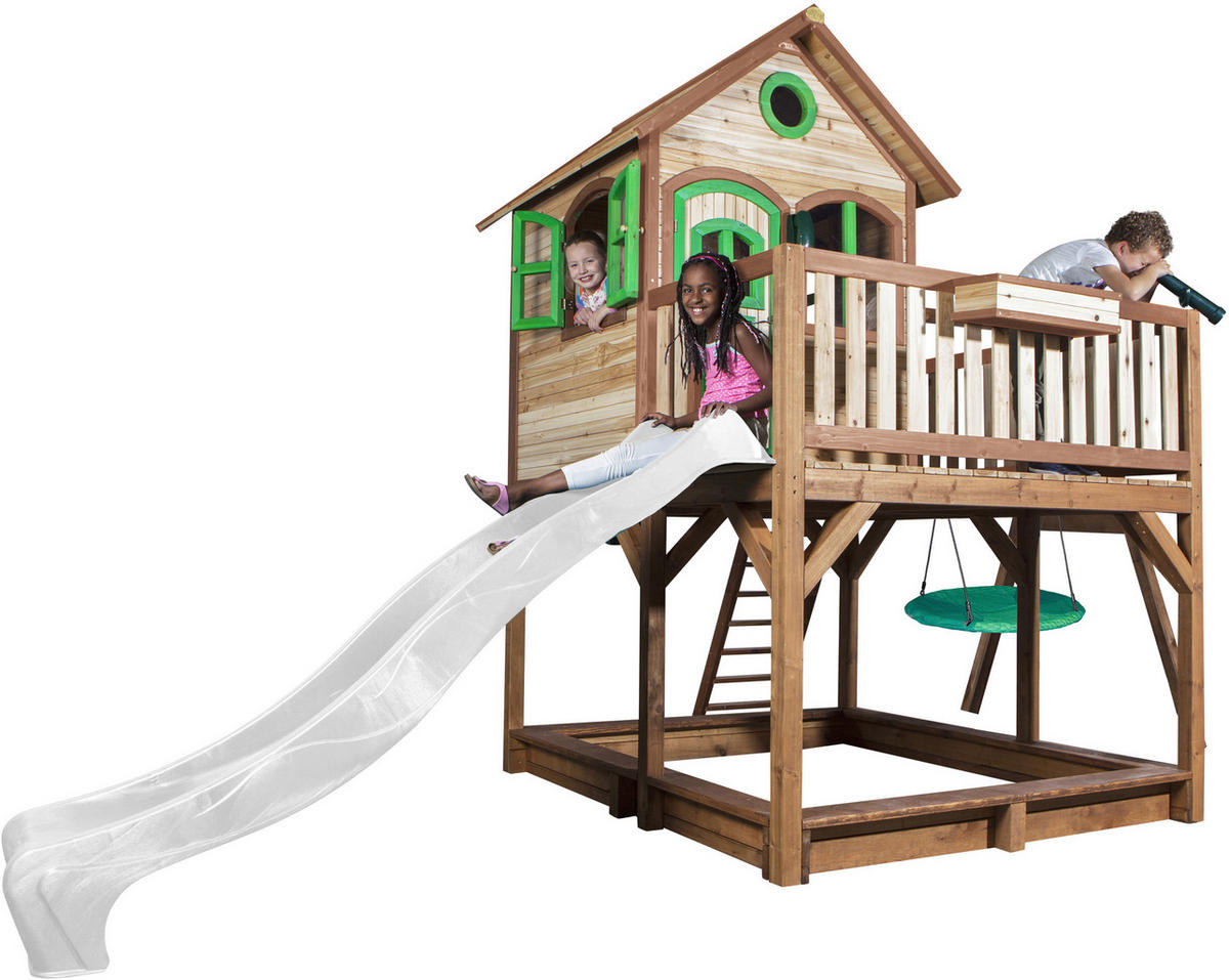 AXI Spielhaus Liam braun B/H/L: ca. 541x291x277 cm Liam - braun/weiß (277,00/541,00/291,00cm) - AXI