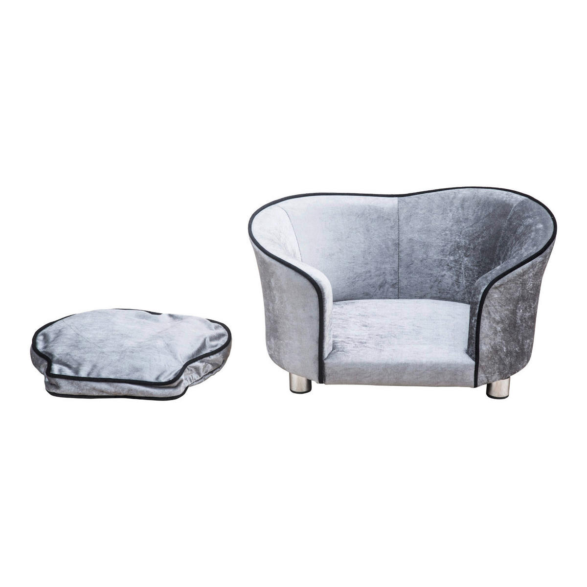 PawHut Hundecouch hellgrau Holz B/H/L: ca. 49x38x69 cm Luxus_Hundecouch - hellgrau (69,00/49,00/38,00cm) - PawHut
