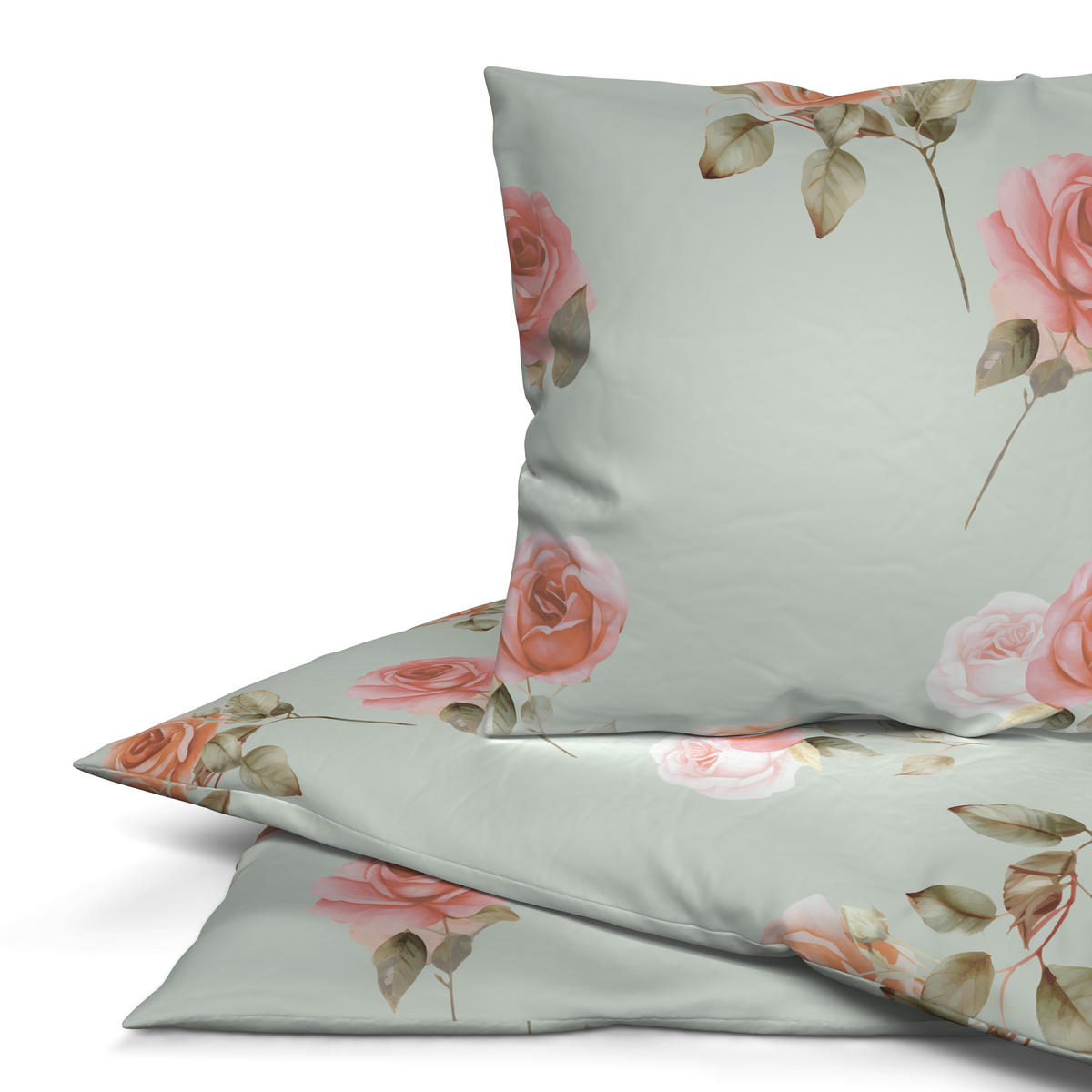 Microfaser Bettwäsche Bettwäsche_Microfaser Rosen - silber/rosa (135,00/200,00cm)