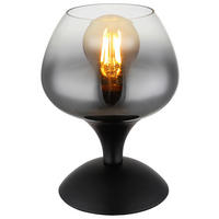 GLOBO Tischleuchte transparent Rauch schwarz Glas Metall H/D: ca. 20,5x15 cm E27 1 Brennstellen MAXY - schwarz/Rauch (15,00/20,50cm) - GLOBO