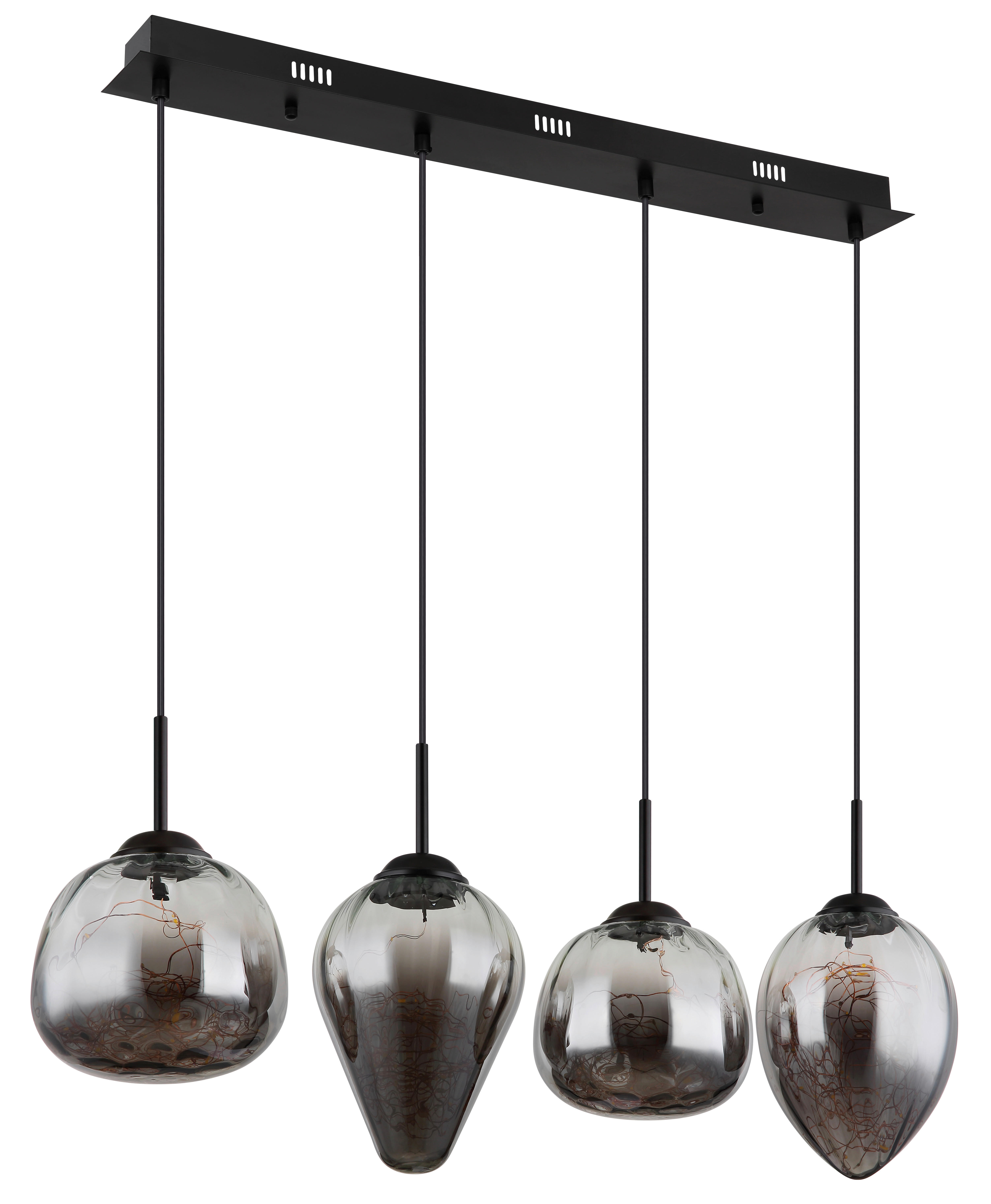 GLOBO LED-Pendelleuchte Firefly 15642-4 schwarz Metall Rauchglas B: ca. 91 cm Firefly - schwarz (91,00cm) - GLOBO