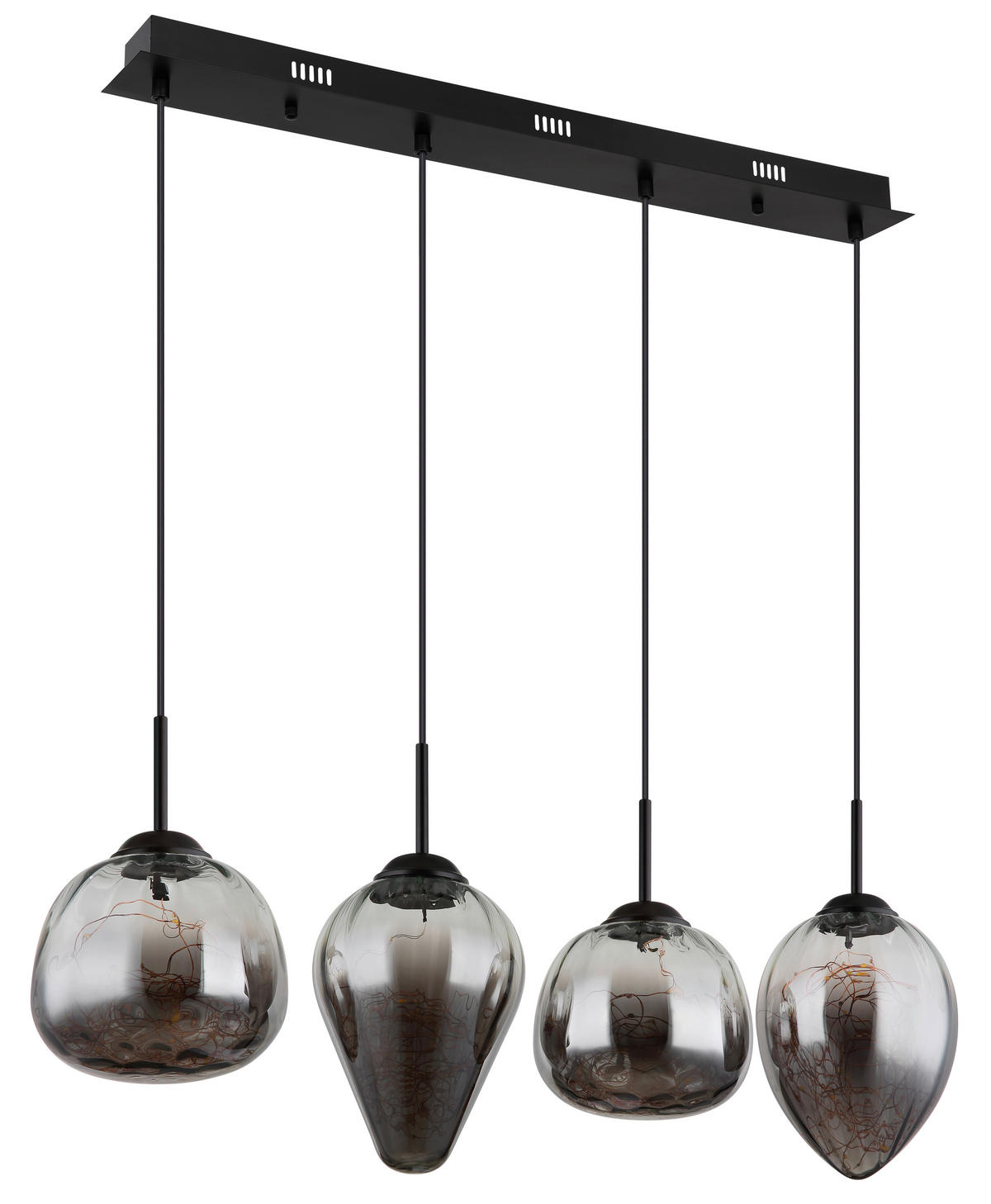 GLOBO LED-Pendelleuchte Firefly 15642-4 schwarz Metall Rauchglas B: ca. 91 cm Firefly - schwarz (91,00cm) - GLOBO