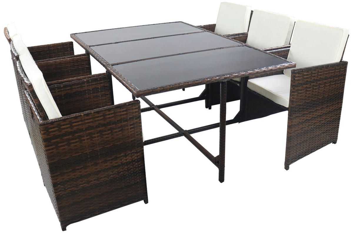 VCM Gartensitzgruppe Raloso braun Glas B/H/L: ca. 170x74x110 cm Raloso - braun (110,00/170,00/74,00cm) - VCM