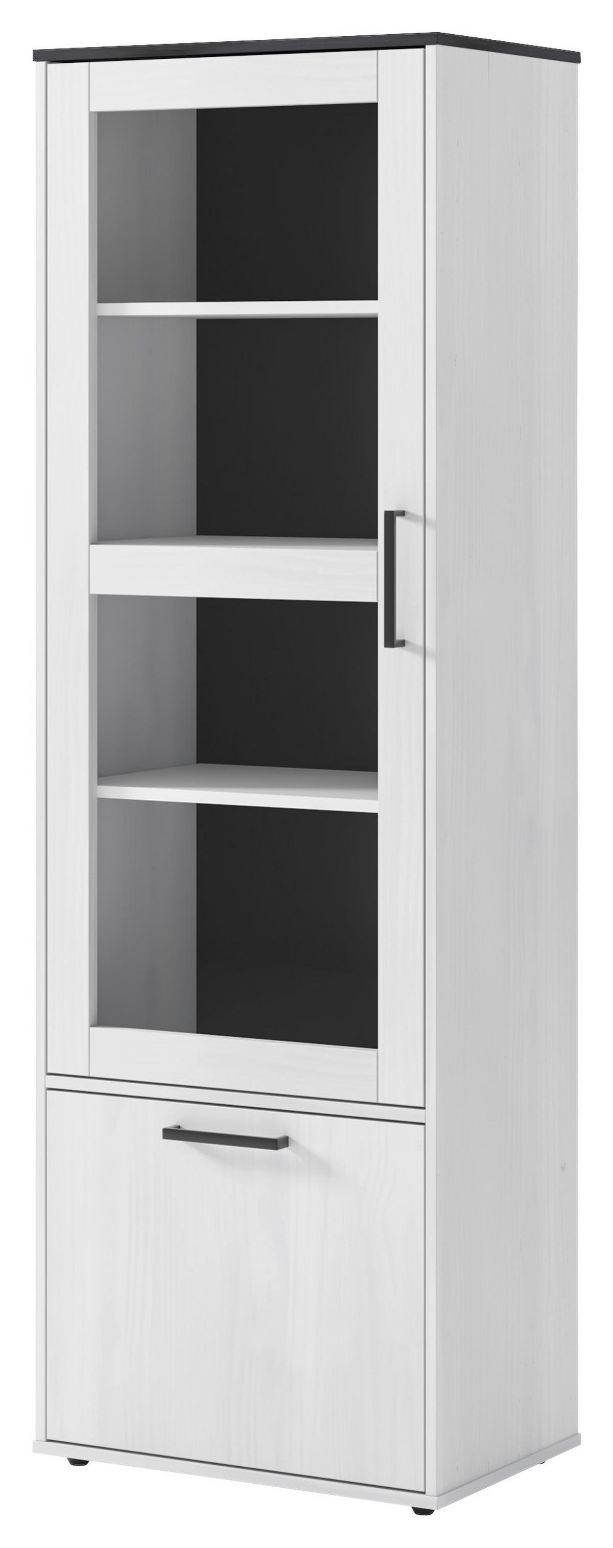 Vitrine Smart 1 Massivholz kiefer weiß schwarz B/H/T: ca. 61x189x40 cm Smart 1 Massivholz - kiefer/weiß (61,00/189,00/40,00cm)