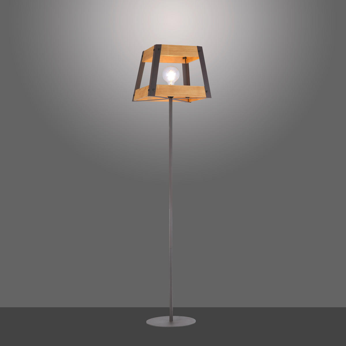 Just Light Stehleuchte PN15723-79 natur Metall Holz B/H/L: ca. 35x153x35 cm E27 1 Brennstellen CRATE - natur (35,00/35,00/153,00cm) - Just Light
