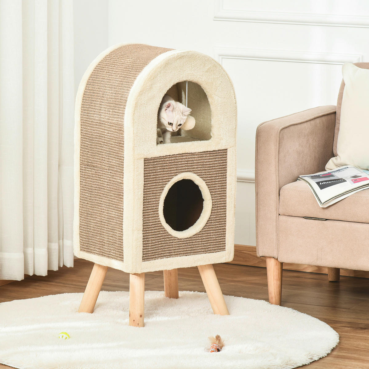 PawHut Kratzbaum braun Spanplatte B/H/L: ca. 34x40x91 cm Kratzbaum - braun (91,00/34,00/40,00cm) - PawHut