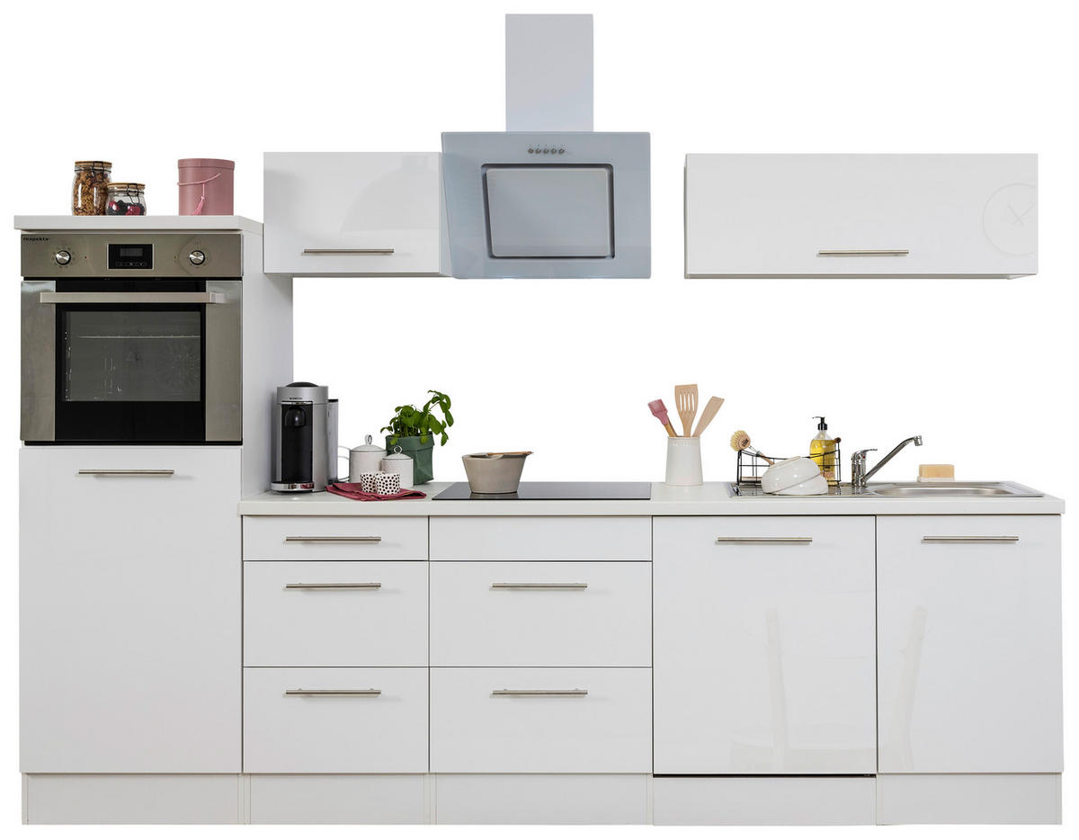 Respekta Küchenblock Premium weiß hochglänzend B/H/T: ca. 280x200x60 cm Premium - weiß (280,00/200,00/60,00cm) - Respekta