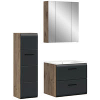 Badezimmer-Set Ice Nox Oak Nachbildung schwarz matt B/H/T: ca. 105x185x46 cm Ice - schwarz (105,00/185,00/46,00cm) - xonox.home