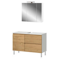 Badezimmer-Set 7950-559 weiß Eiche Grand-Son Nachbildung B/H/T: ca. 80x190x34 cm 7950-559 - Eiche/weiß (80,00/190,00/34,00cm) - Germania