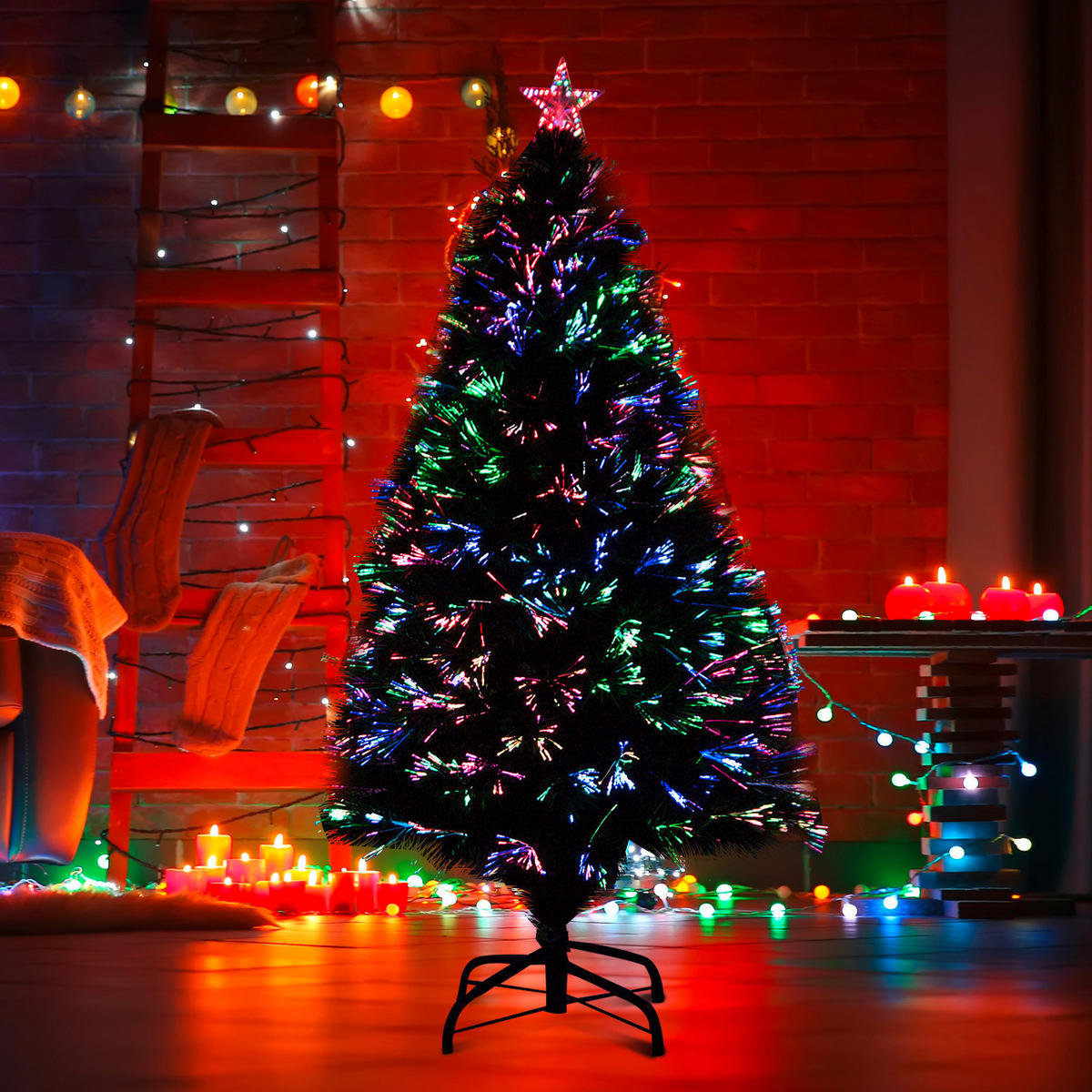 HOMCOM Weihnachtsbaum grün Metall H/D: ca. 120x60 cm Weihnachtsbaum - grün (60,00/120,00cm) - HOMCOM