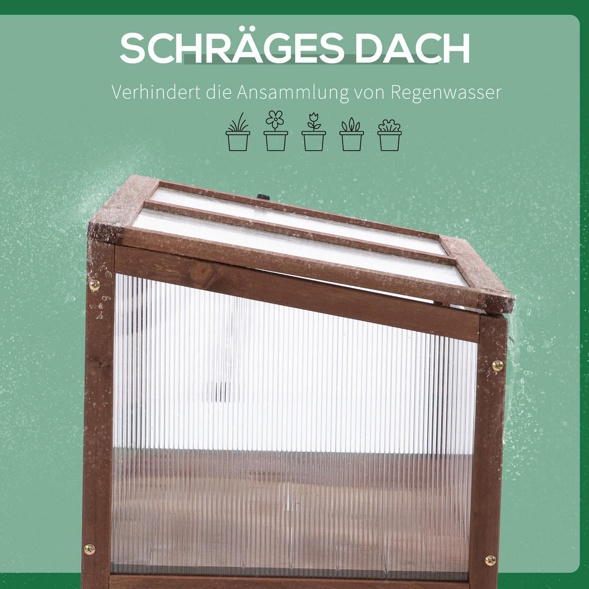 Outsunny Holzgewächshaus B/H/L: ca. 50x93x90 cm Holzgewächshaus - braun (90,00/50,00/93,00cm) - Outsunny