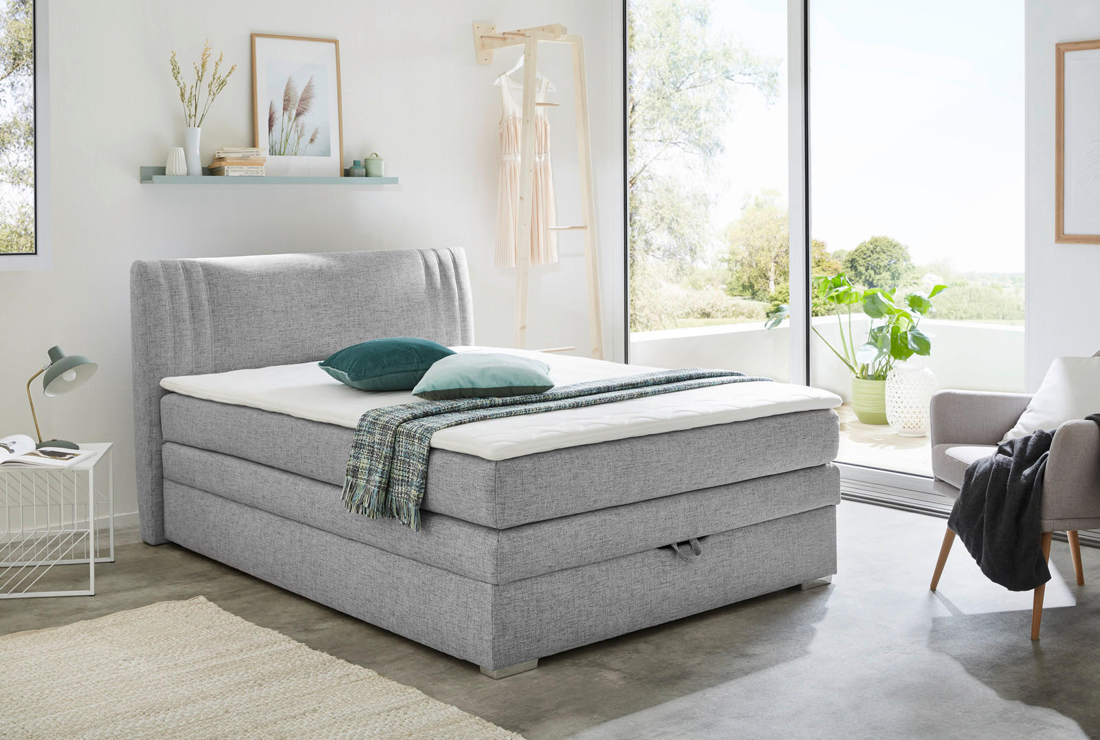 Boxspringbett  grau Liegefläche B/L: ca. 140x200 cm Amira_Boxspringbett - grau (154,00/105,00/217,00cm)