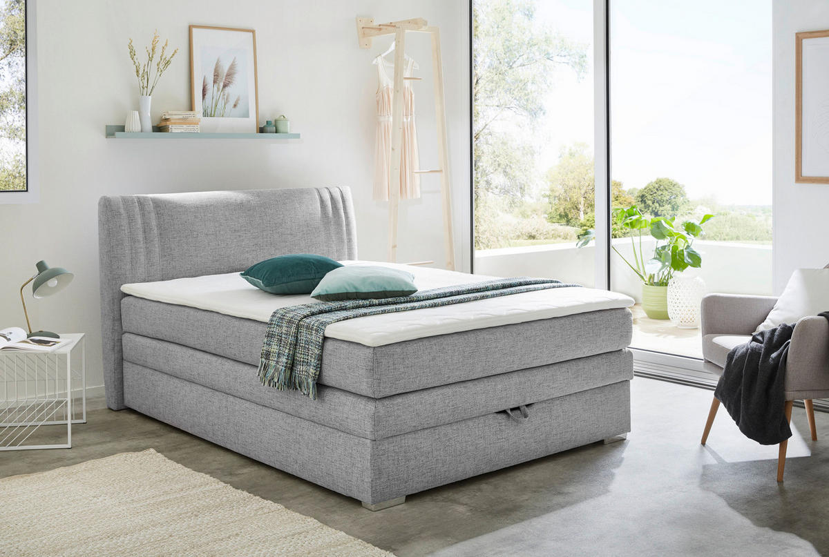 Boxspringbett  grau Liegefläche B/L: ca. 140x200 cm Amira_Boxspringbett - grau (154,00/105,00/217,00cm)